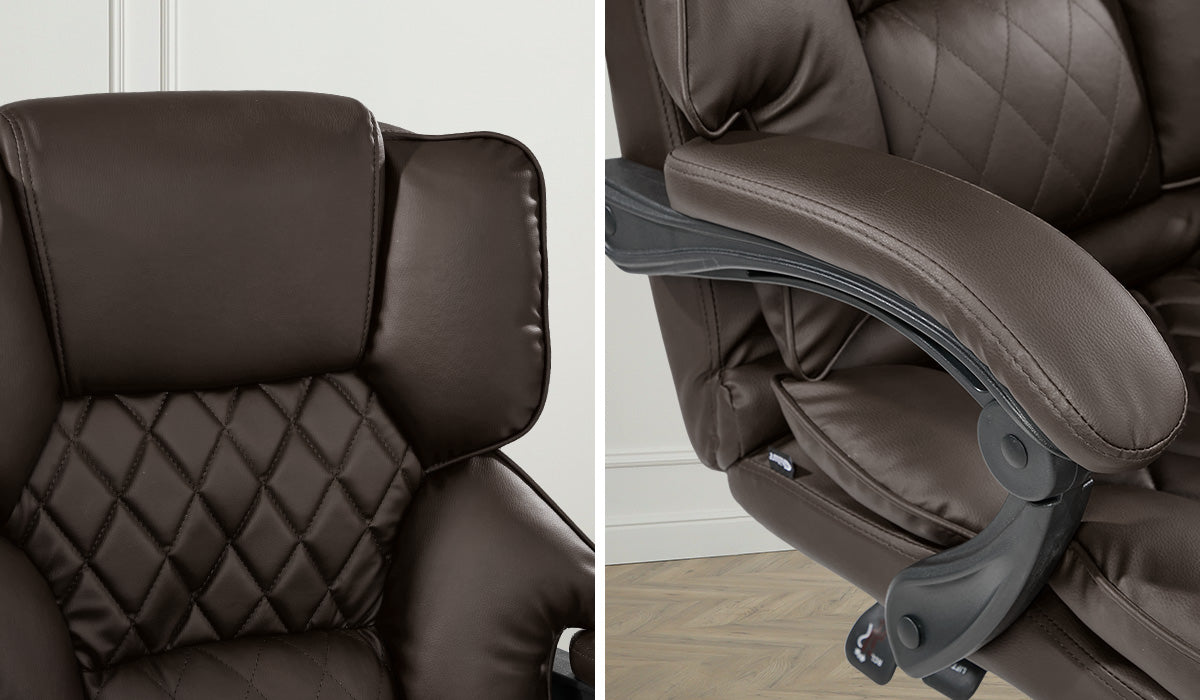 Oikiture Massage Office Chair Computer Racer PU Leather Seat Recliner Chocolate