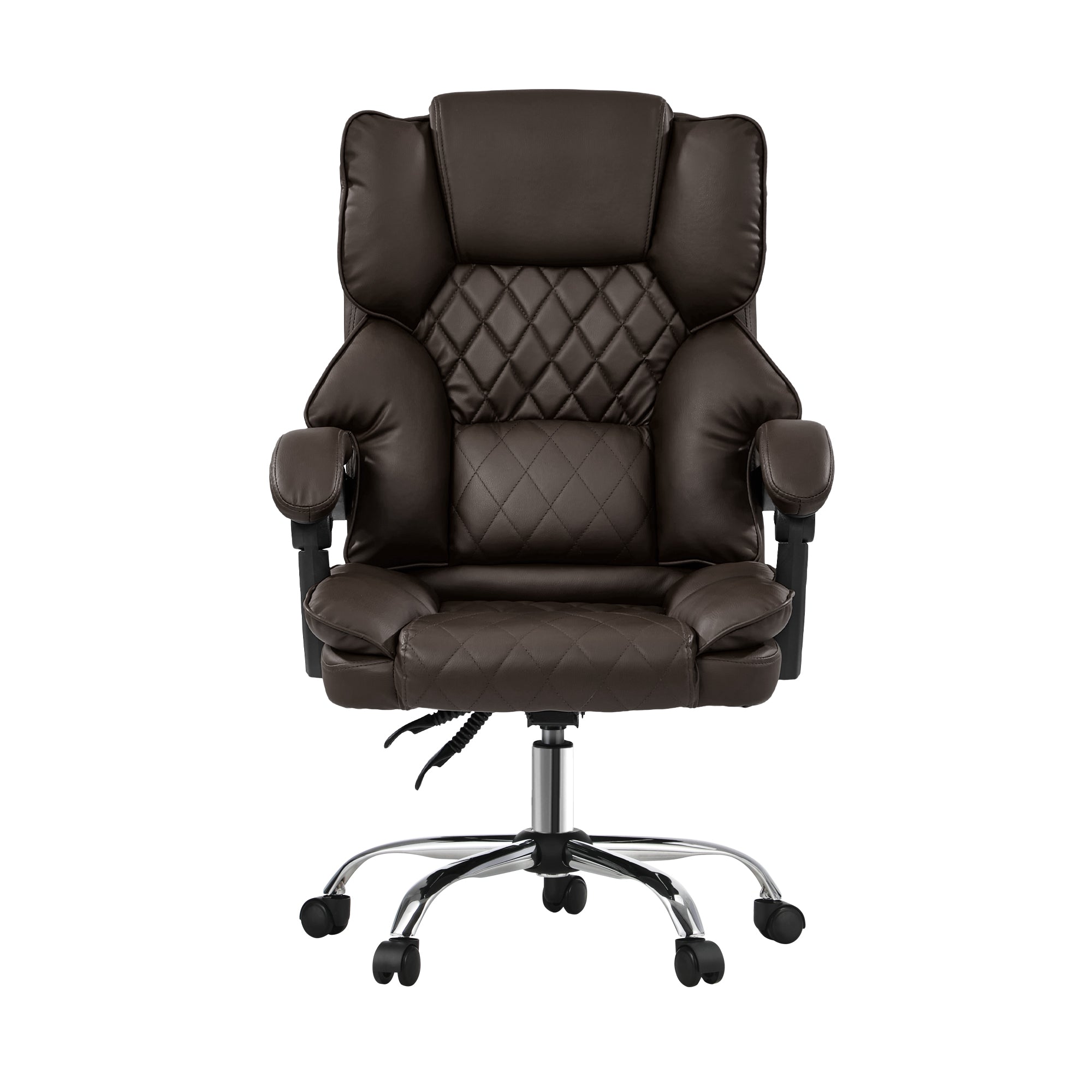 Oikiture Massage Office Chair Computer Racer PU Leather Seat Recliner Chocolate
