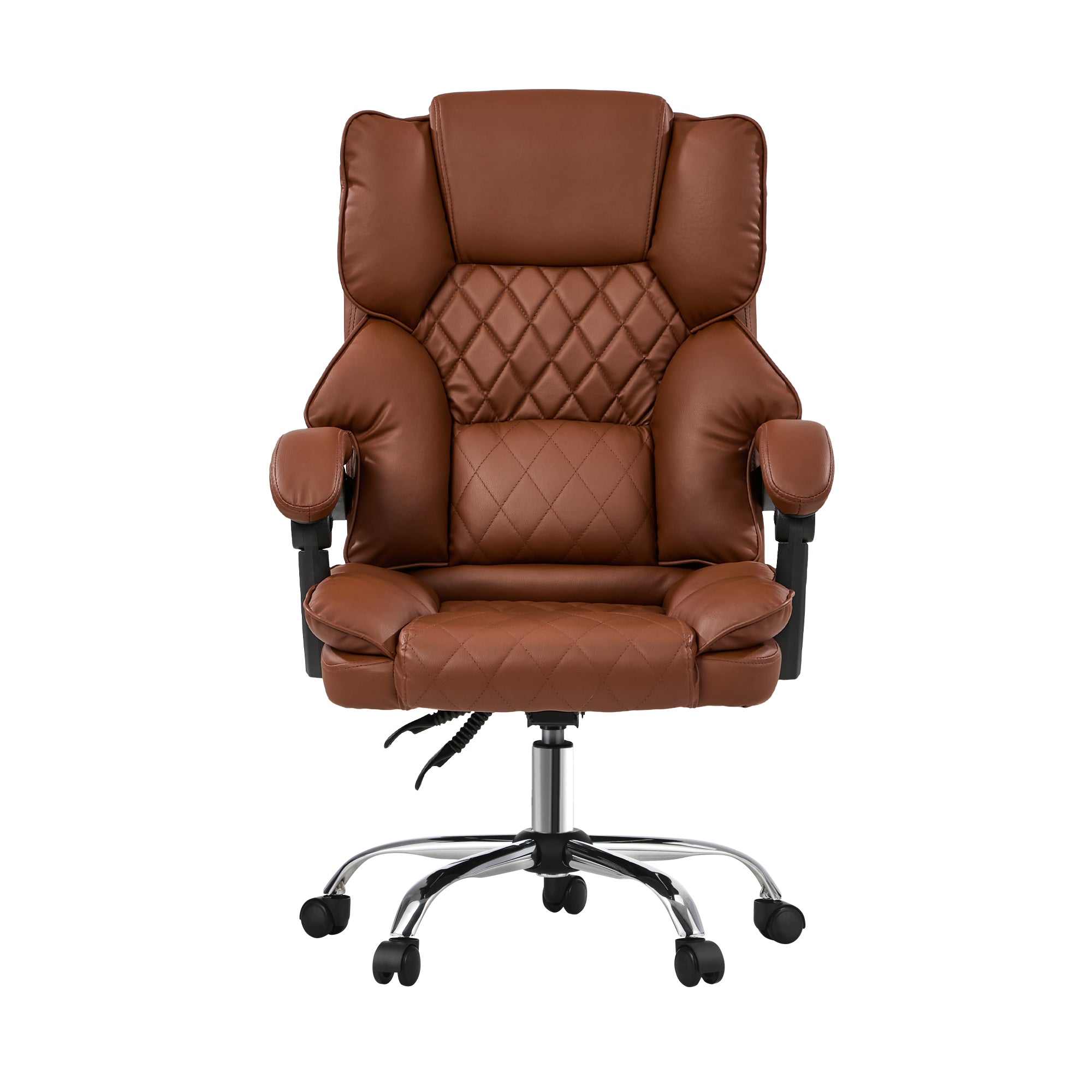 Oikiture Massage Office Chair Recliner Racing Computer Chairs PU Dark Brown