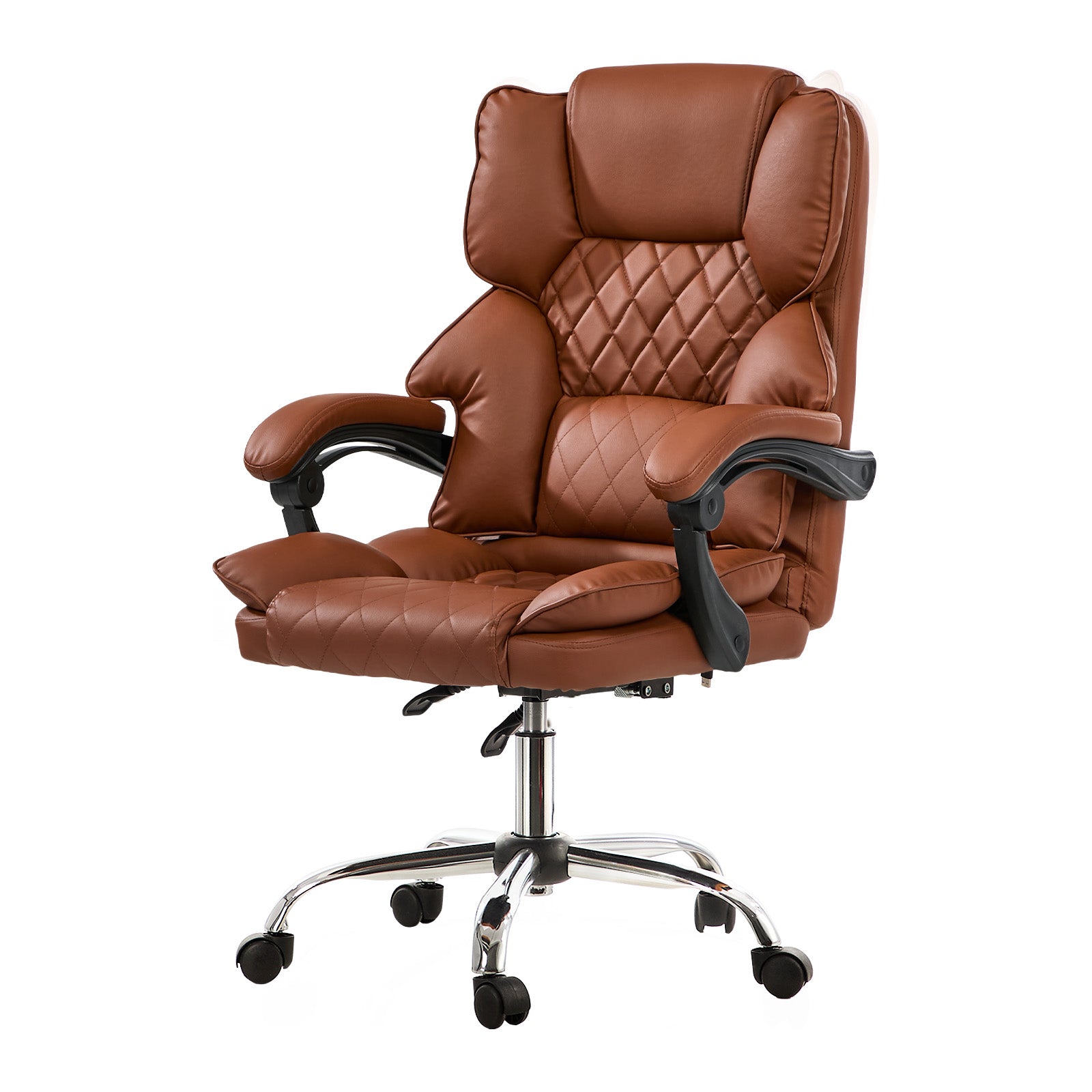 Oikiture Massage Office Chair Recliner Racing Computer Chairs PU Dark Brown
