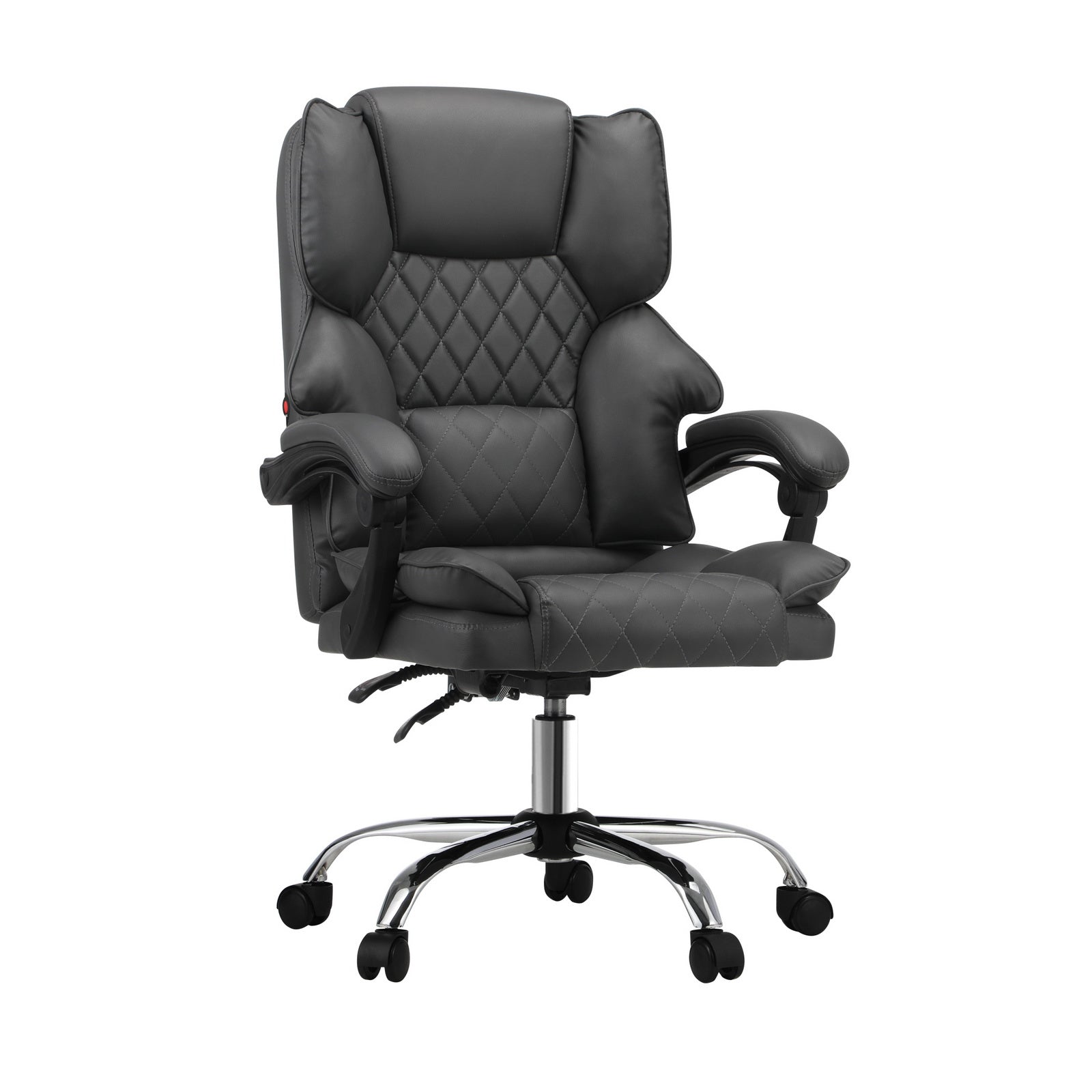Oikiture Massgae Office Chair Computer Racer PU Leather Seat Recliner Grey - Sunyee