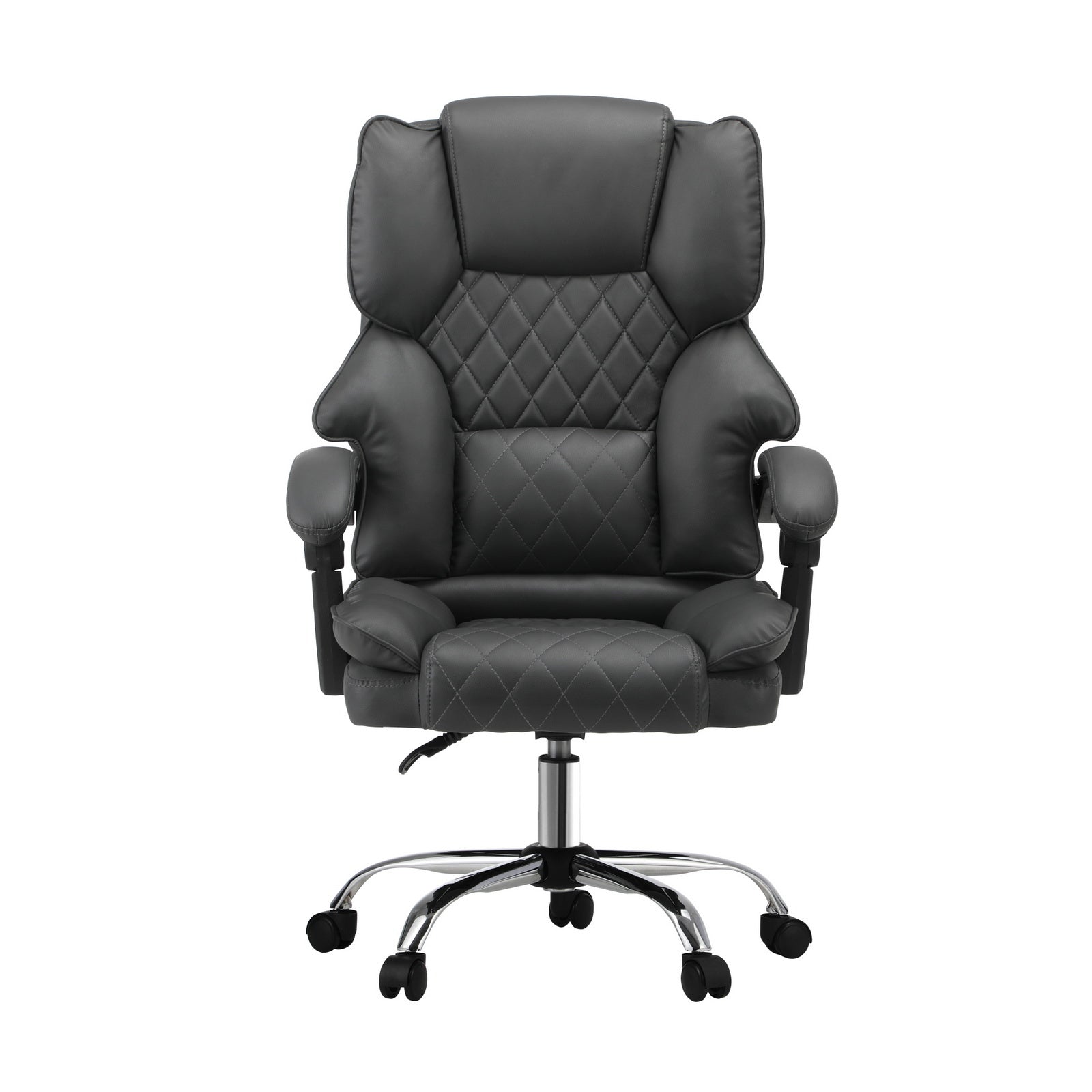 Oikiture Massgae Office Chair Computer Racer PU Leather Seat Recliner Grey - Sunyee