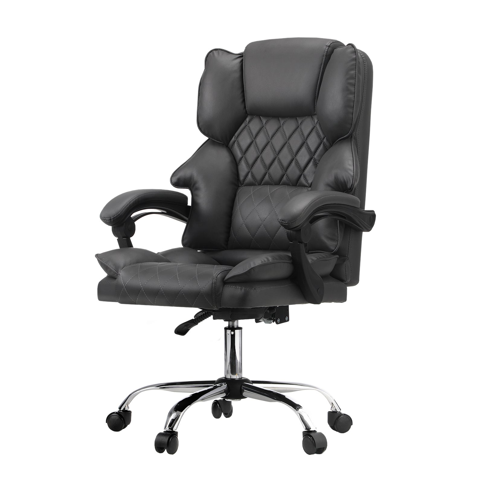 Oikiture Massgae Office Chair Computer Racer PU Leather Seat Recliner Grey - Sunyee