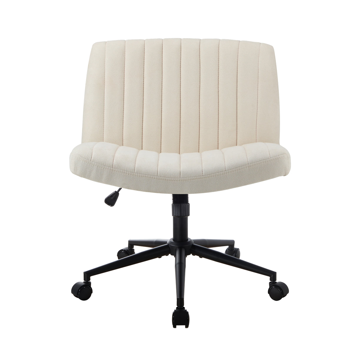 Oikiture Mid Back Armless Office Desk Chair Wide Seat with Wheels Linen Beige - Sunyee