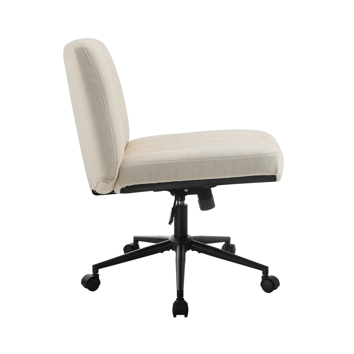 Oikiture Mid Back Armless Office Desk Chair Wide Seat with Wheels Linen Beige - Sunyee