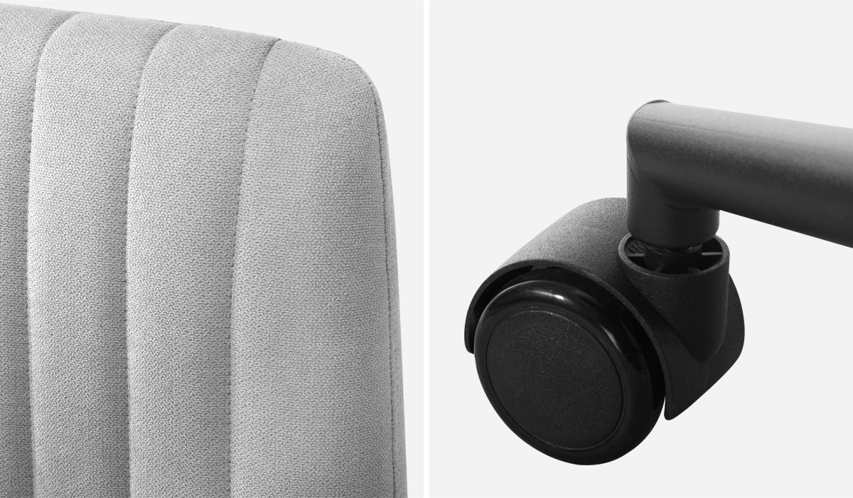 Oikiture Mid Back Armless Office Desk Chair Wide Seat with Wheels Linen Grey - Sunyee