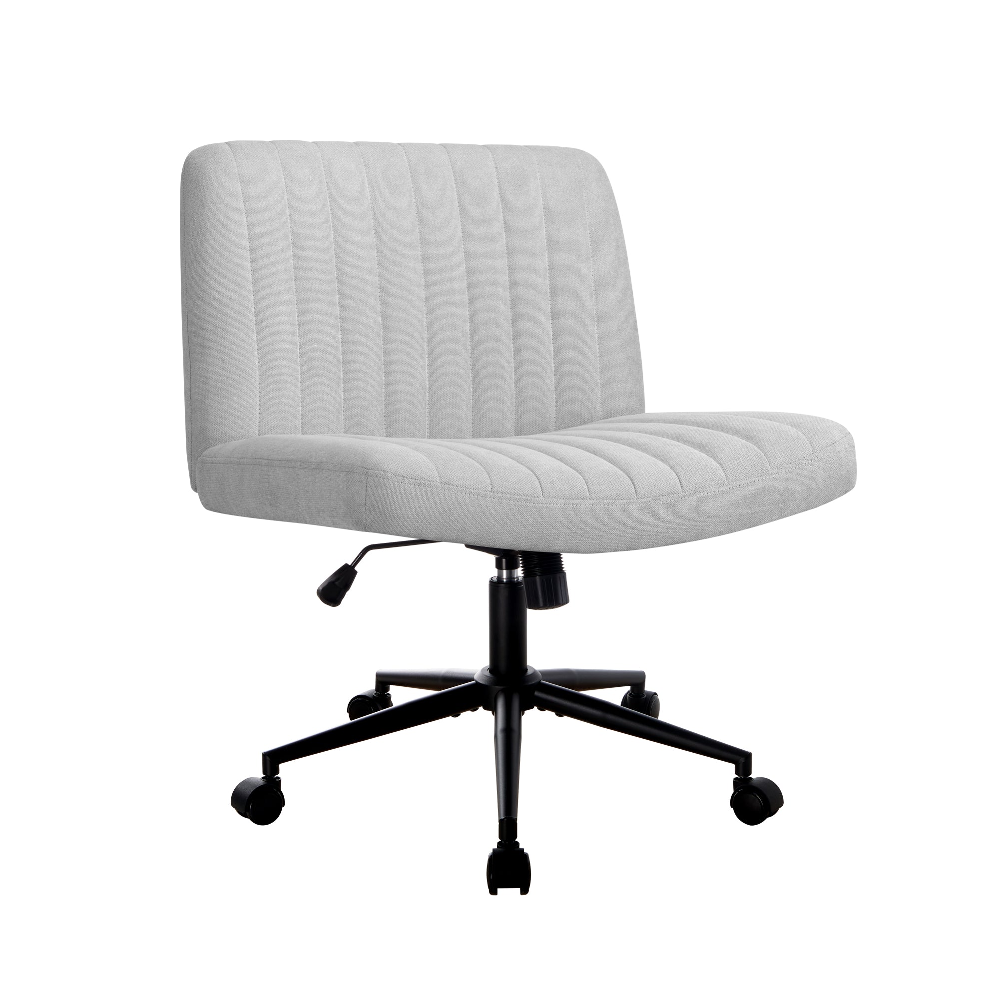 Oikiture Mid Back Armless Office Desk Chair Wide Seat with Wheels Linen Grey - Sunyee