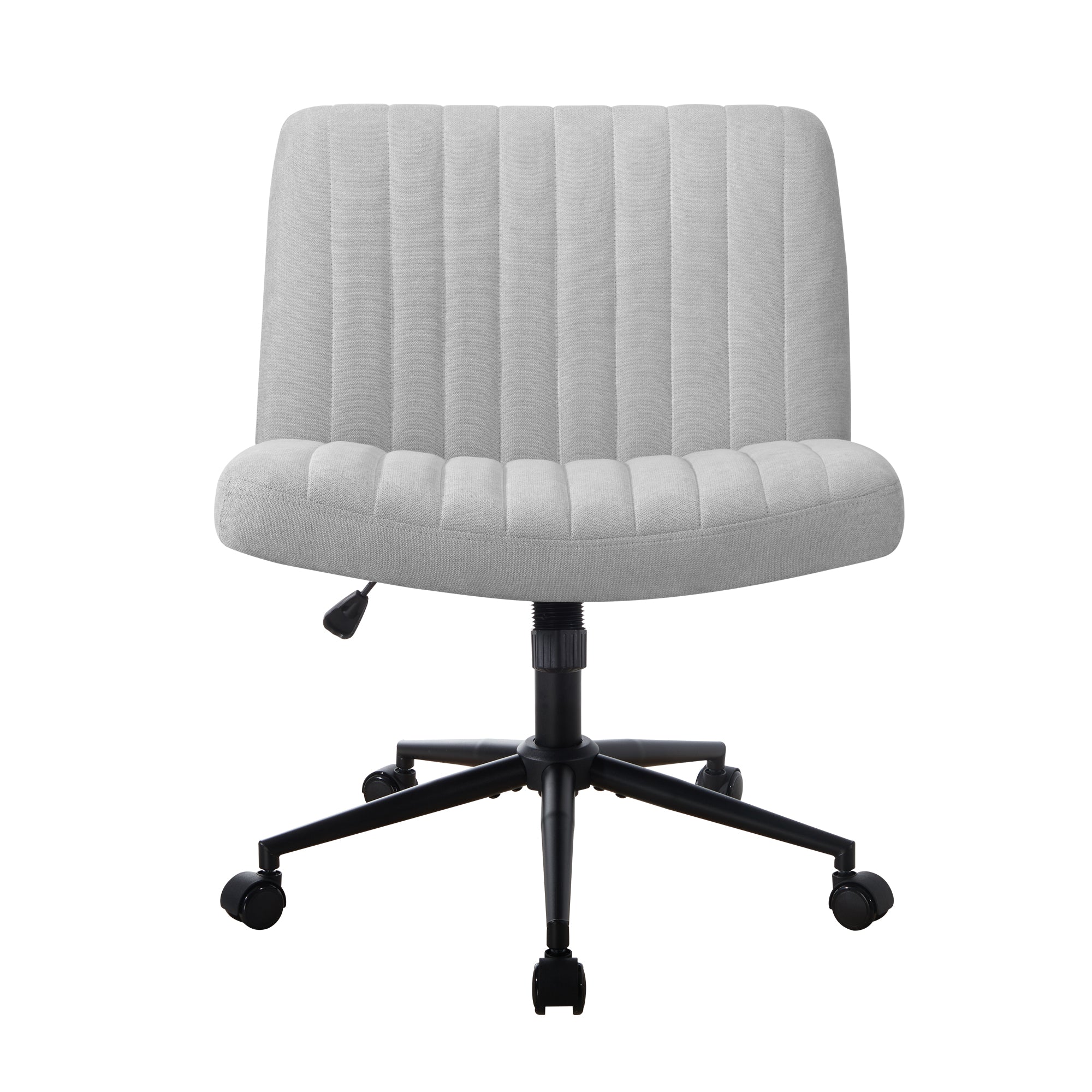 Oikiture Mid Back Armless Office Desk Chair Wide Seat with Wheels Linen Grey - Sunyee