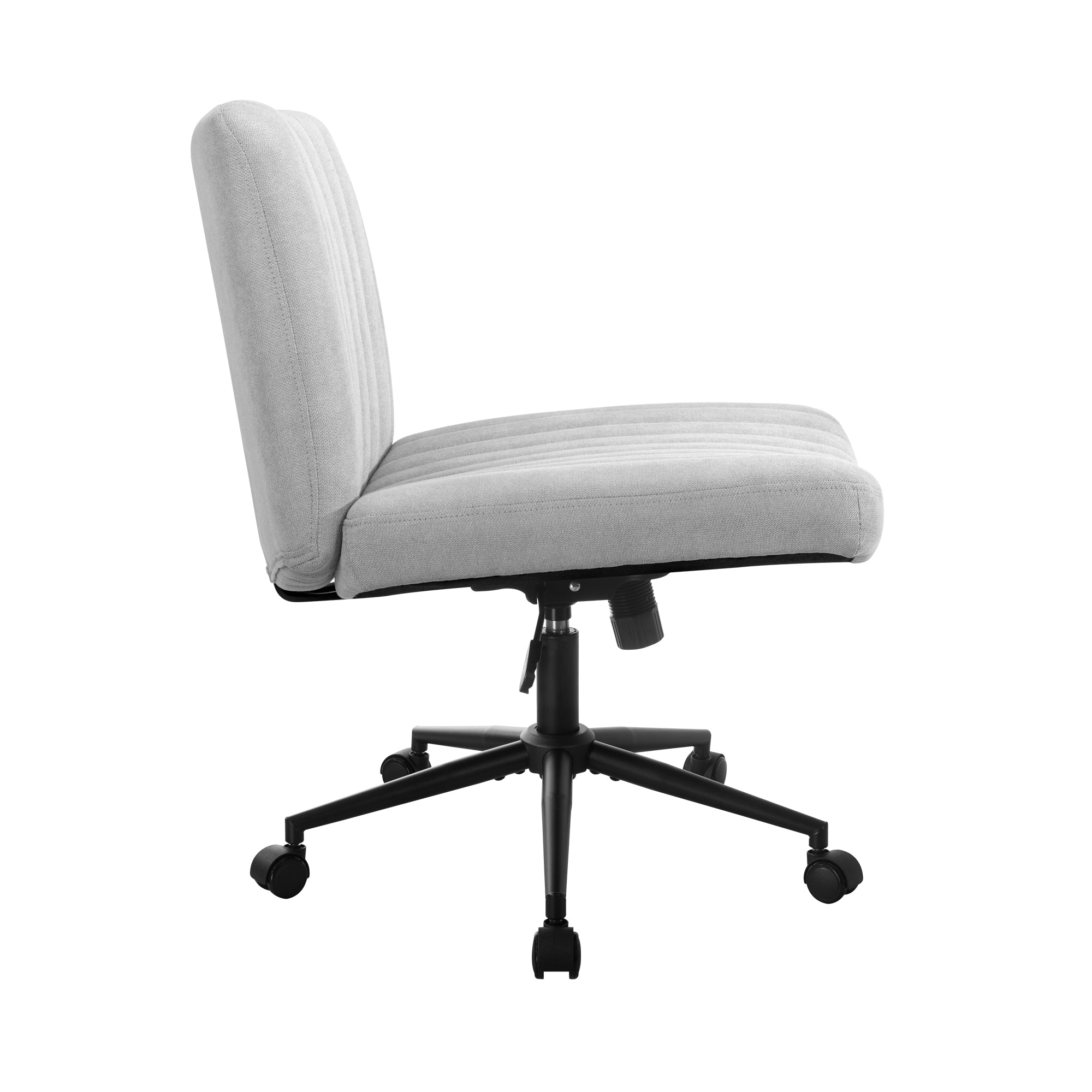 Oikiture Mid Back Armless Office Desk Chair Wide Seat with Wheels Linen Grey - Sunyee