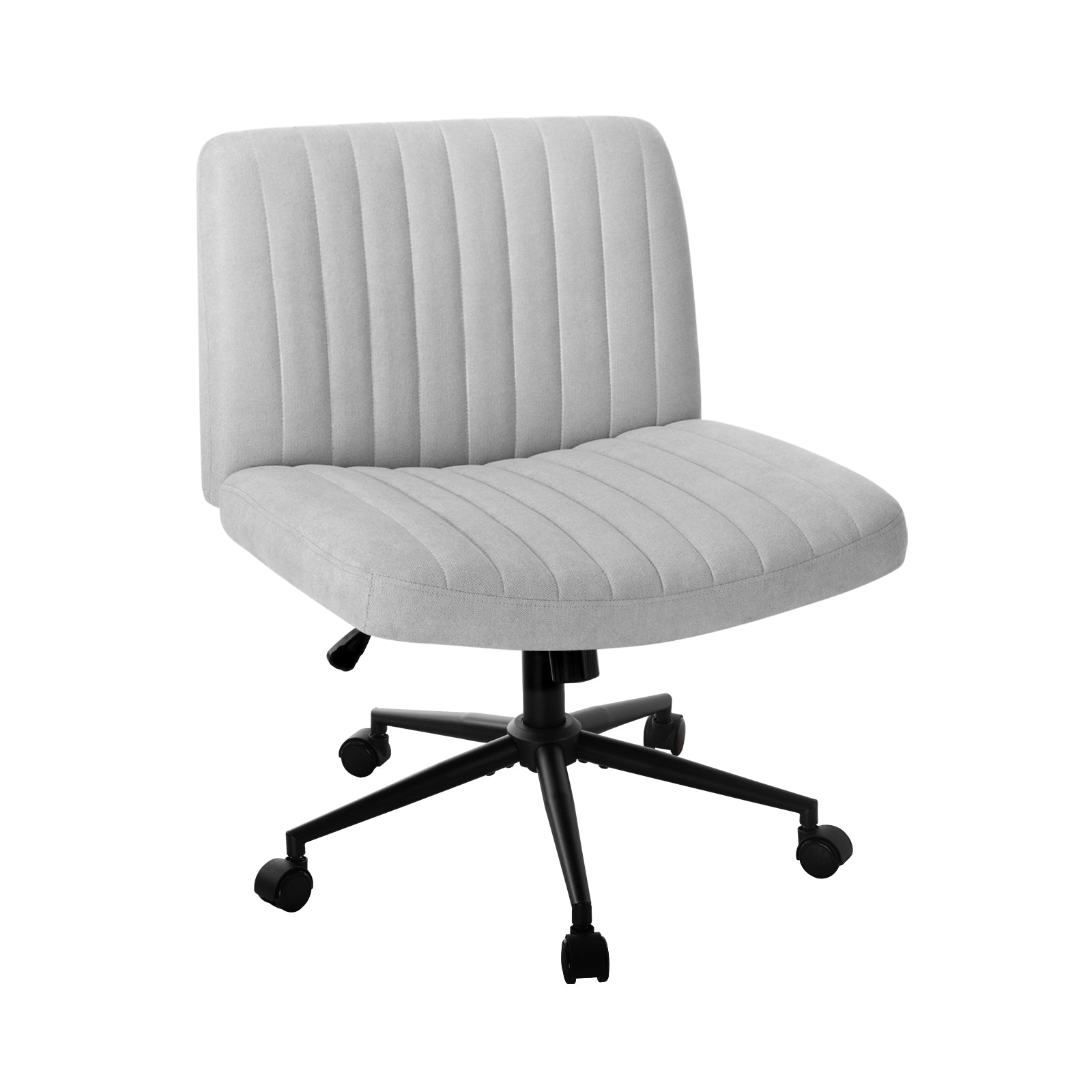 Oikiture Mid Back Armless Office Desk Chair Wide Seat with Wheels Linen Grey - Sunyee
