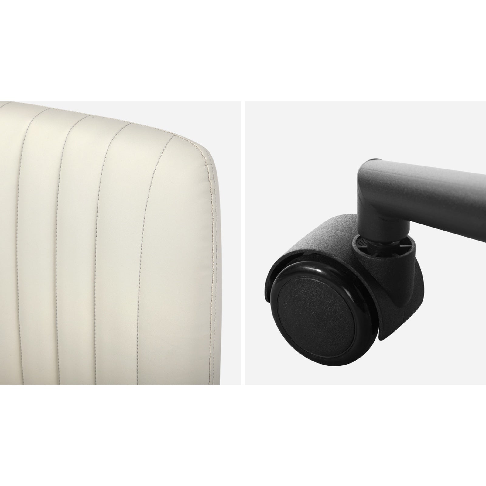 Oikiture Mid Back Armless Office Desk Chair Wide Seat with Wheels Leather Beige - Sunyee