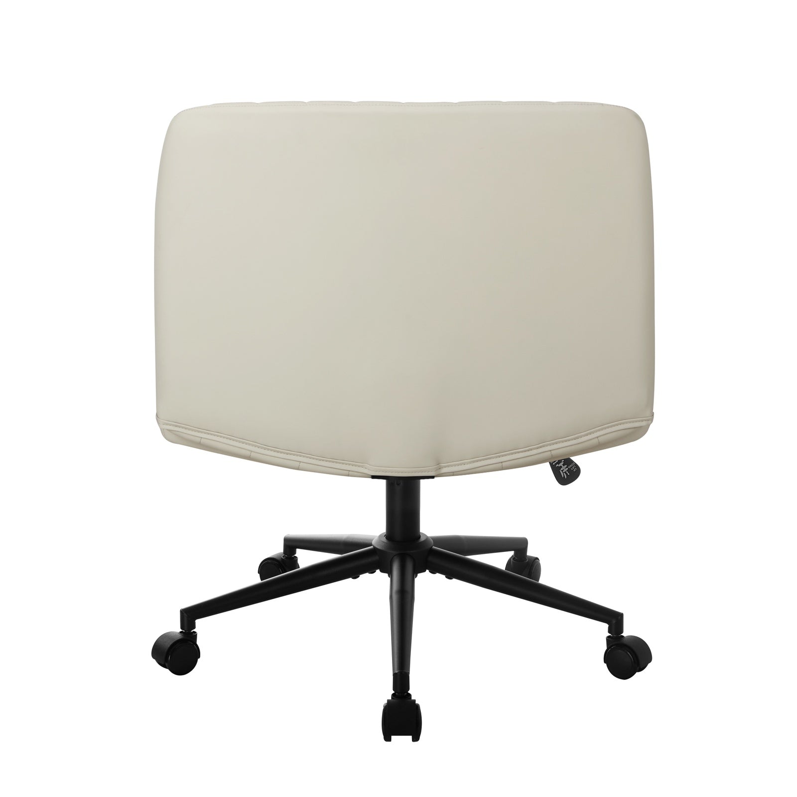 Oikiture Mid Back Armless Office Desk Chair Wide Seat with Wheels Leather Beige - Sunyee