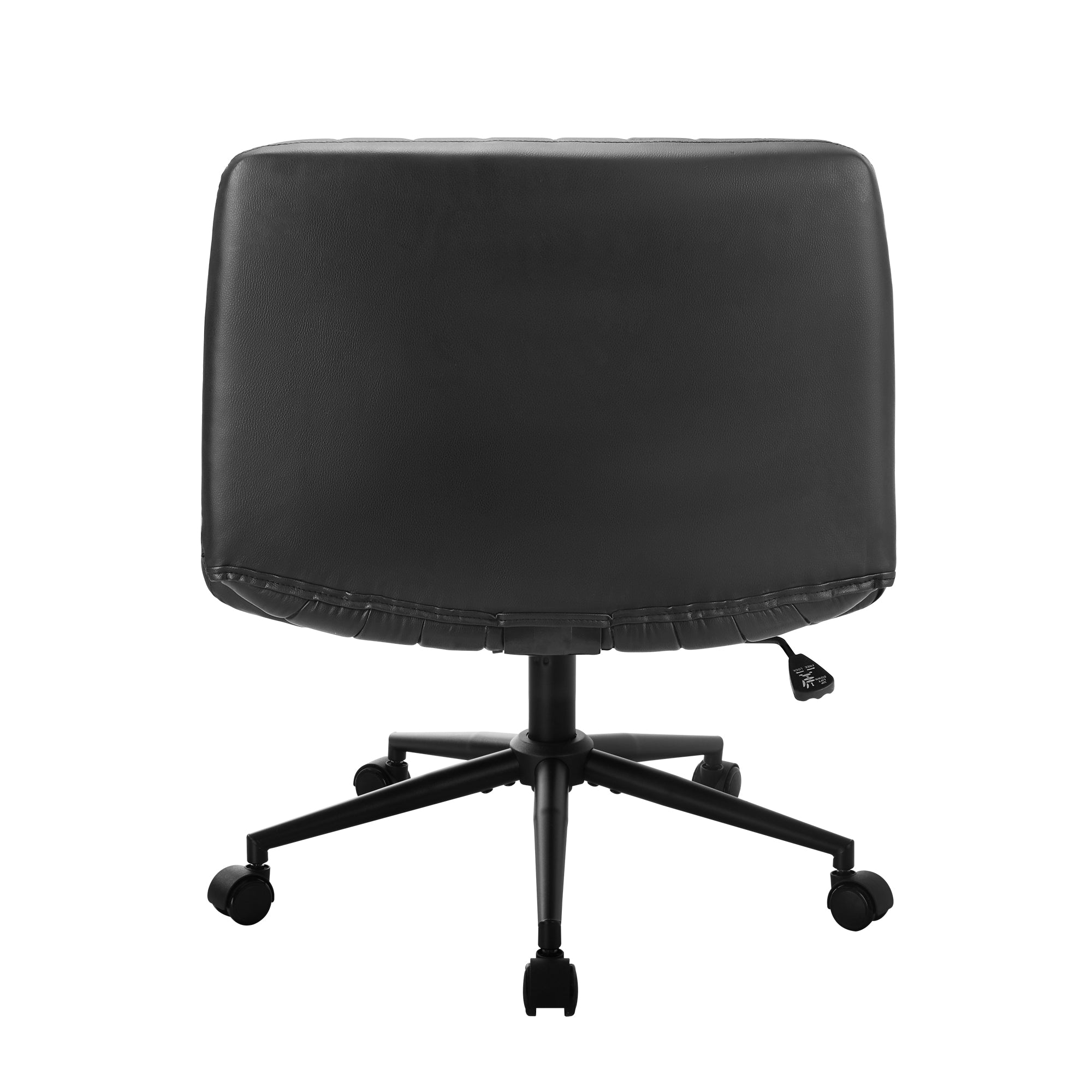 Oikiture Mid Back Armless Office Desk Chair Wide Seat with Wheels Leather Black - Sunyee