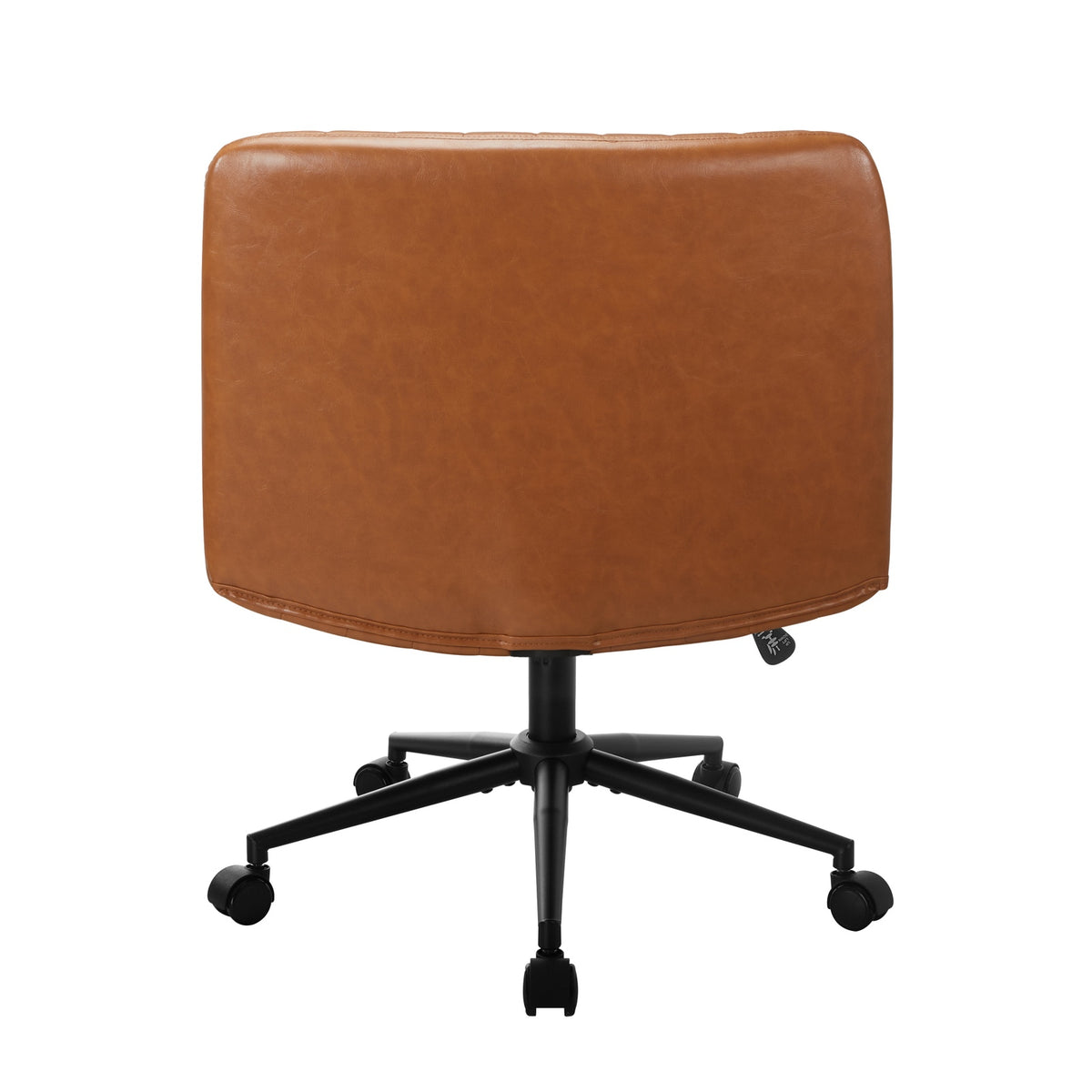 Oikiture Mid Back Armless Office Desk Chair Wide Seat with Wheels Leather Brown - Sunyee