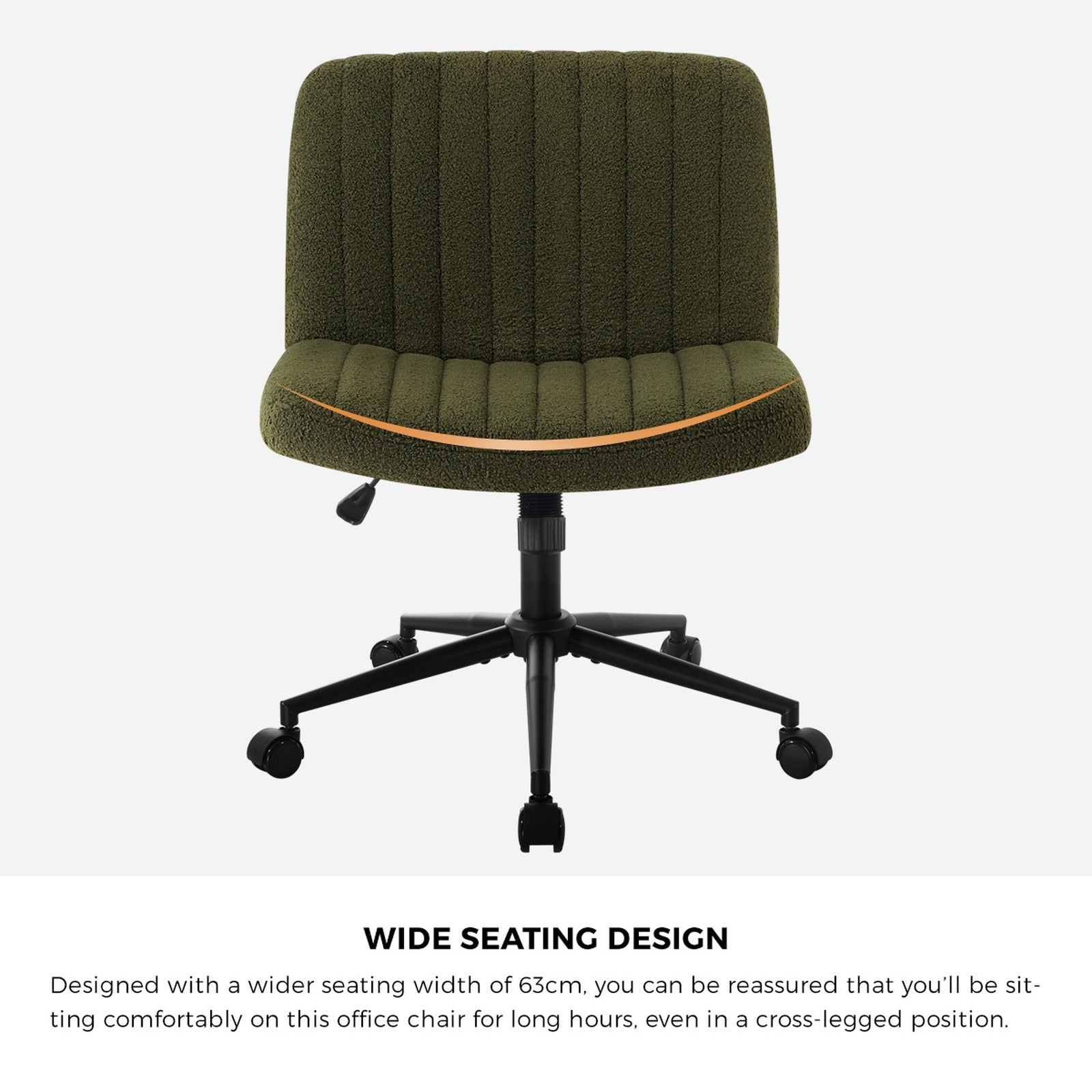 Oikiture Mid Back Armless Office Desk Chair Wide Seat with Wheels Sherpa Green - Sunyee