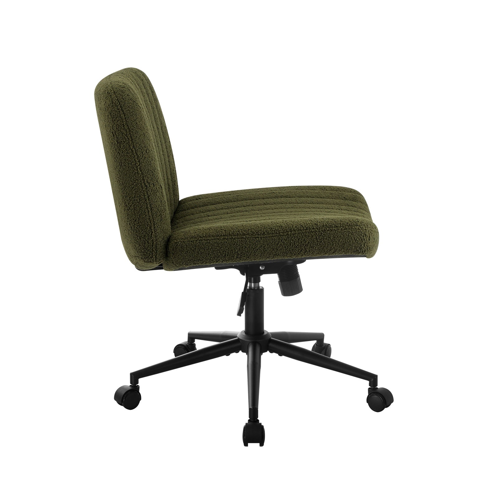 Oikiture Mid Back Armless Office Desk Chair Wide Seat with Wheels Sherpa Green - Sunyee