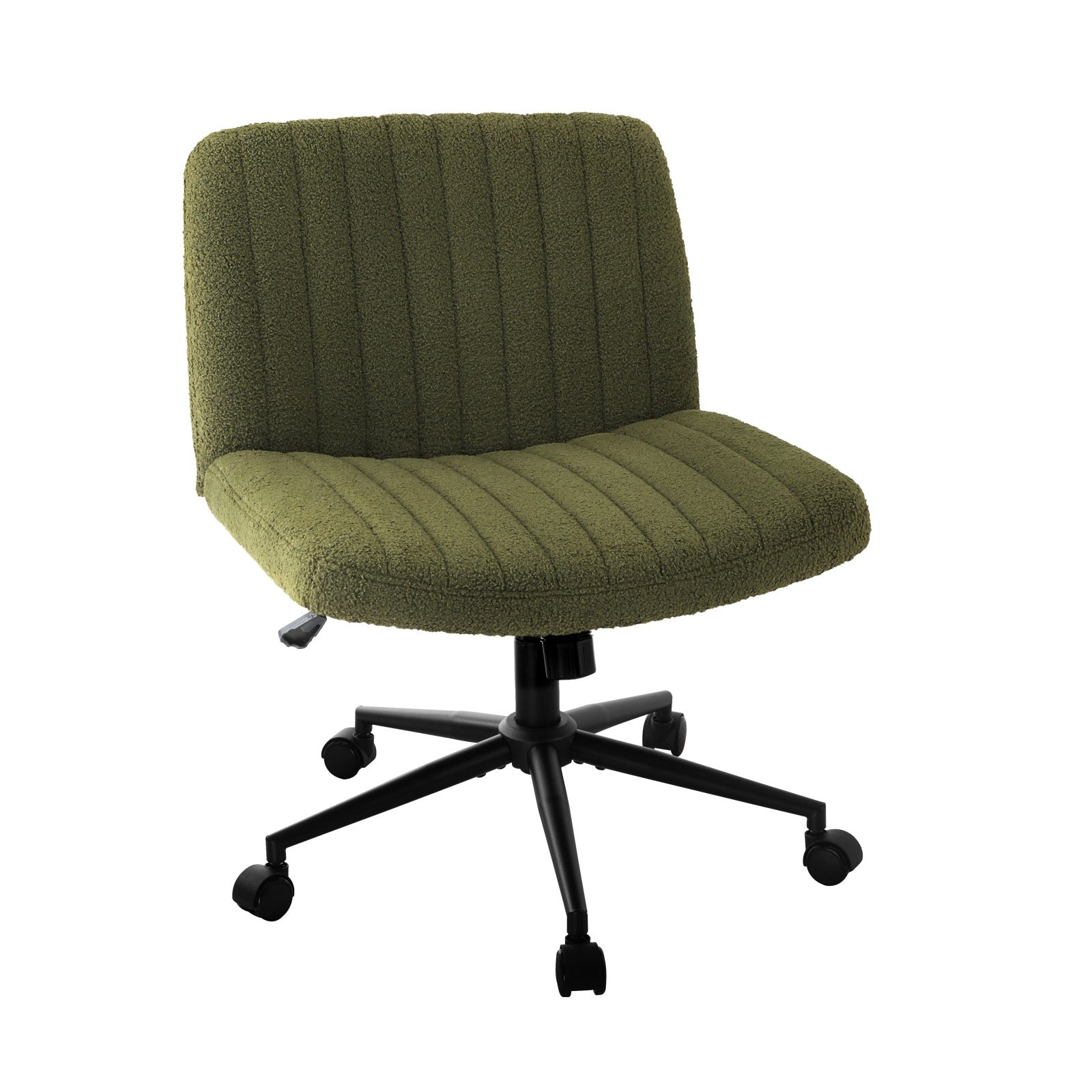 Oikiture Mid Back Armless Office Desk Chair Wide Seat with Wheels Sherpa Green - Sunyee