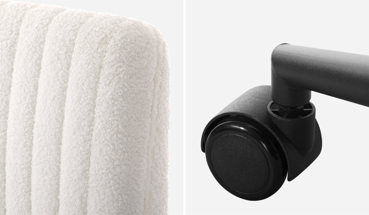 Oikiture Mid Back Armless Office Desk Chair Wide Seat with Wheels Sherpa White - Sunyee