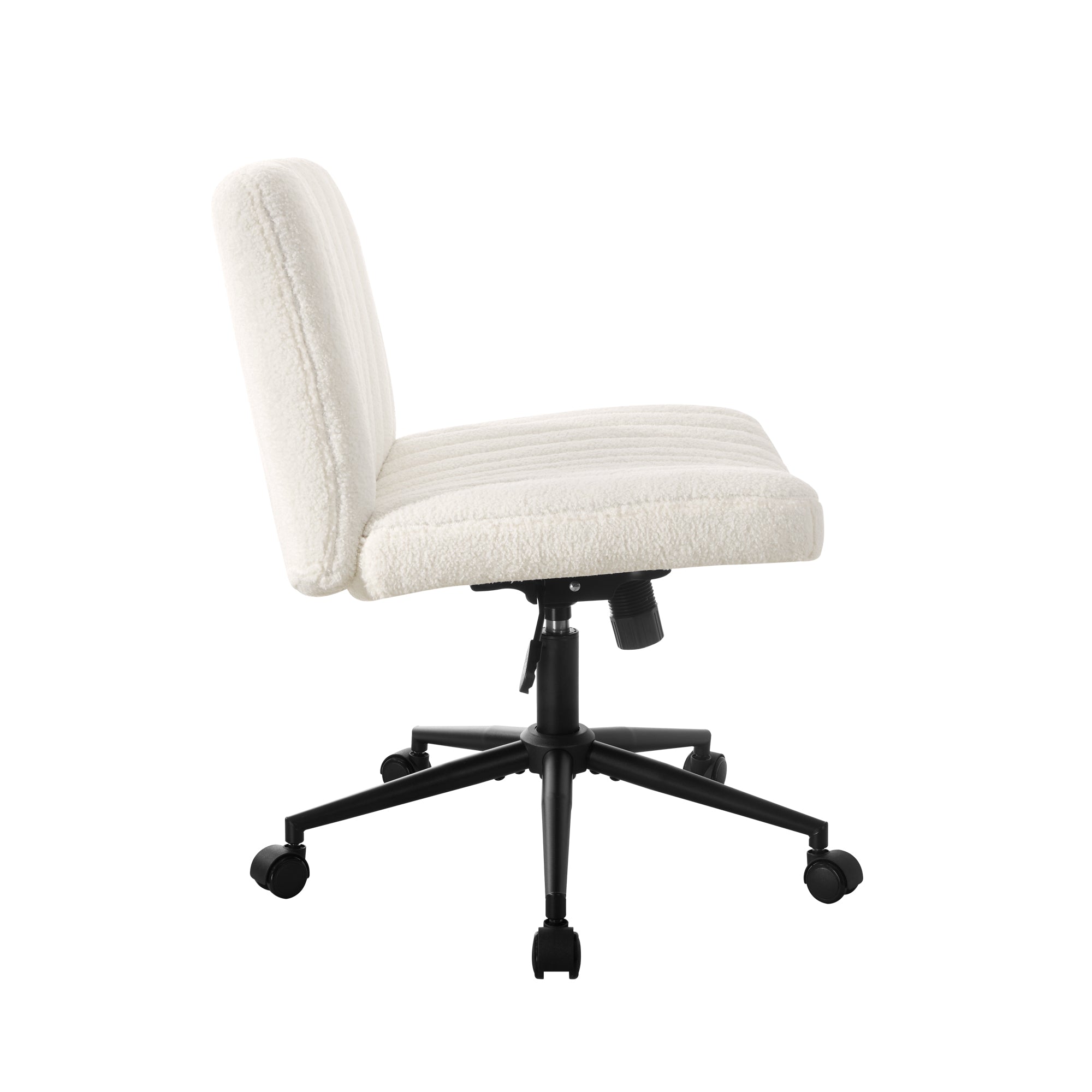 Oikiture Mid Back Armless Office Desk Chair Wide Seat with Wheels Sherpa White - Sunyee