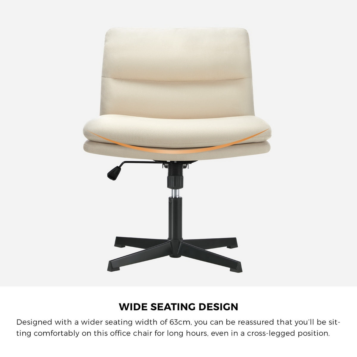 Oikiture Mid Back Armless Office Desk Chair Wide Seat No Wheels Linen Beige
