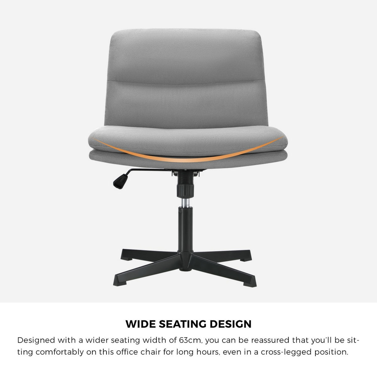 Oikiture Mid Back Armless Office Desk Chair Wide Seat No Wheels Linen Grey