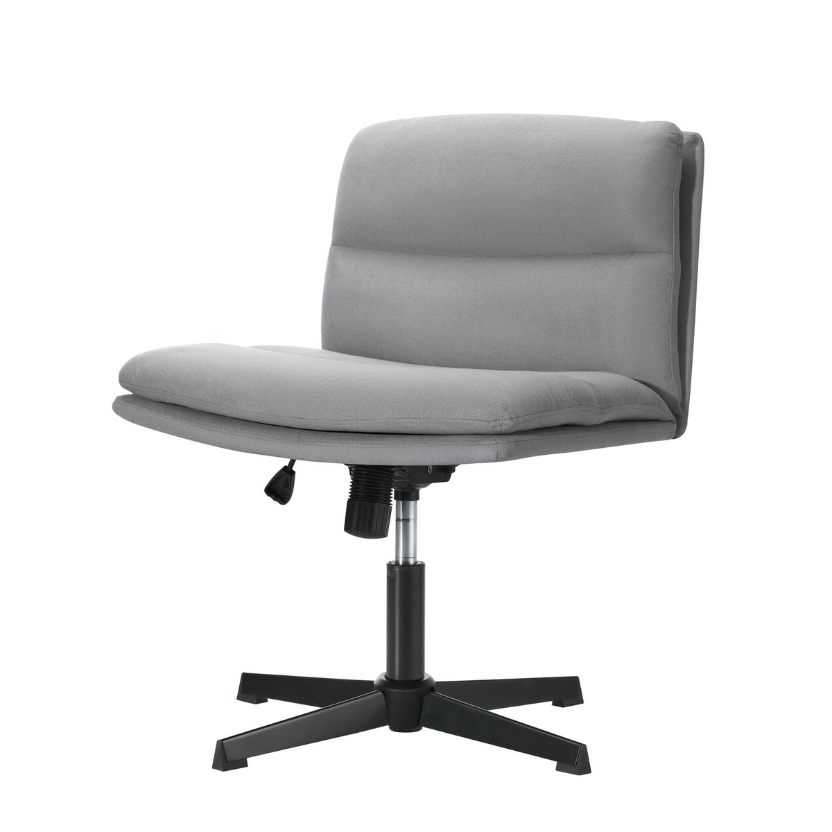 Oikiture Mid Back Armless Office Desk Chair Wide Seat No Wheels Linen Grey