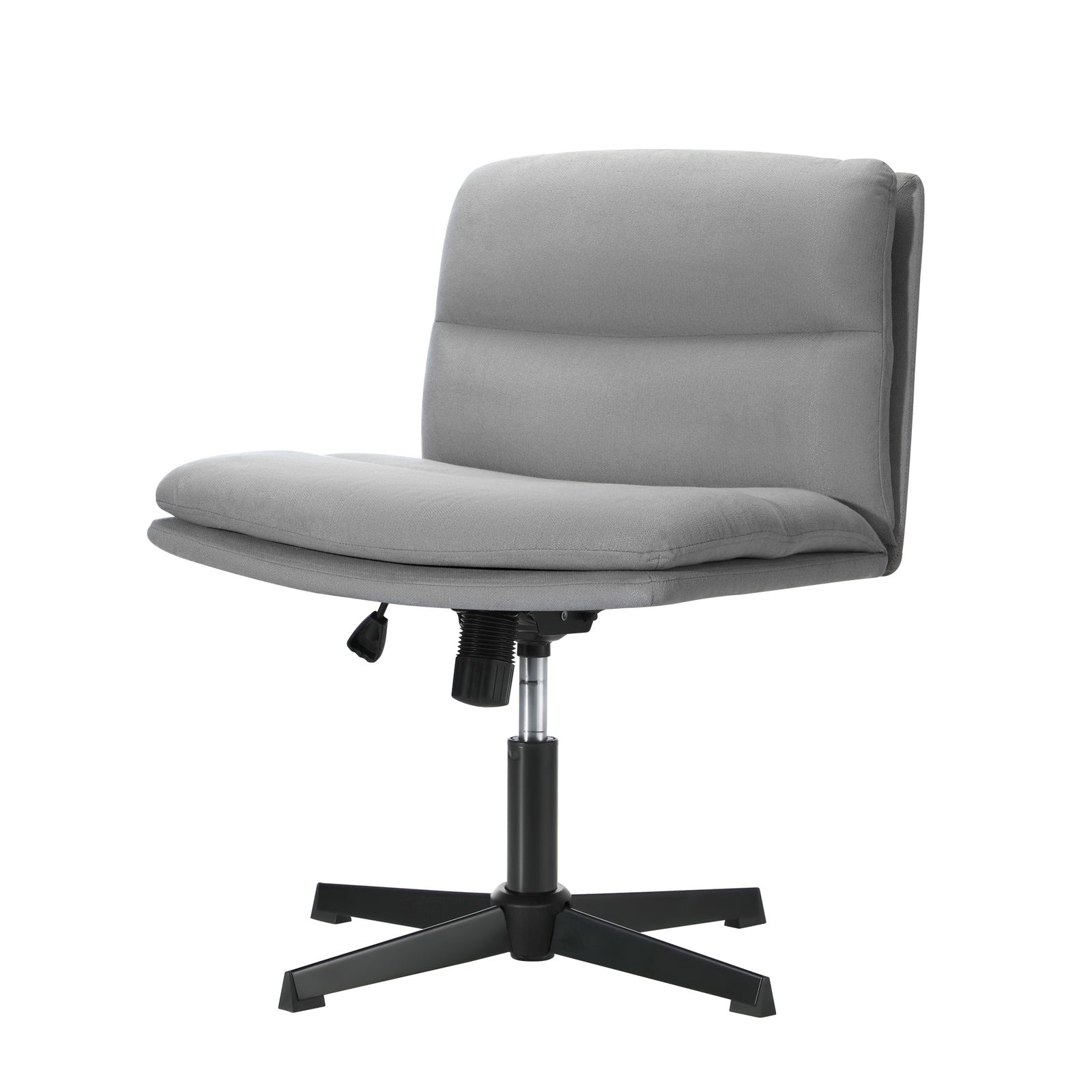 Oikiture Mid Back Armless Office Desk Chair Wide Seat No Wheels Linen Grey - Sunyee