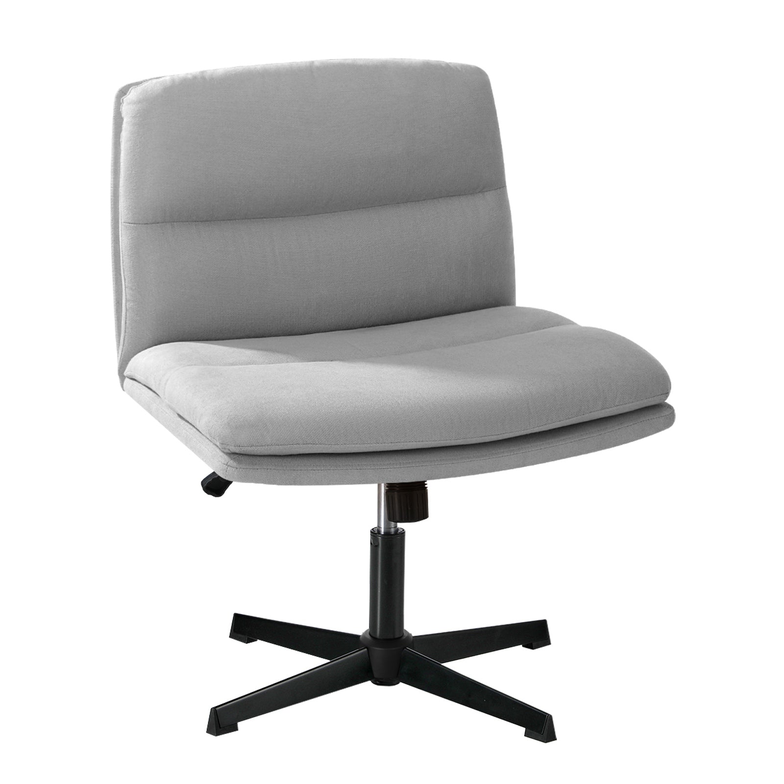 Oikiture Mid Back Armless Office Desk Chair Wide Seat No Wheels Linen Grey - Sunyee