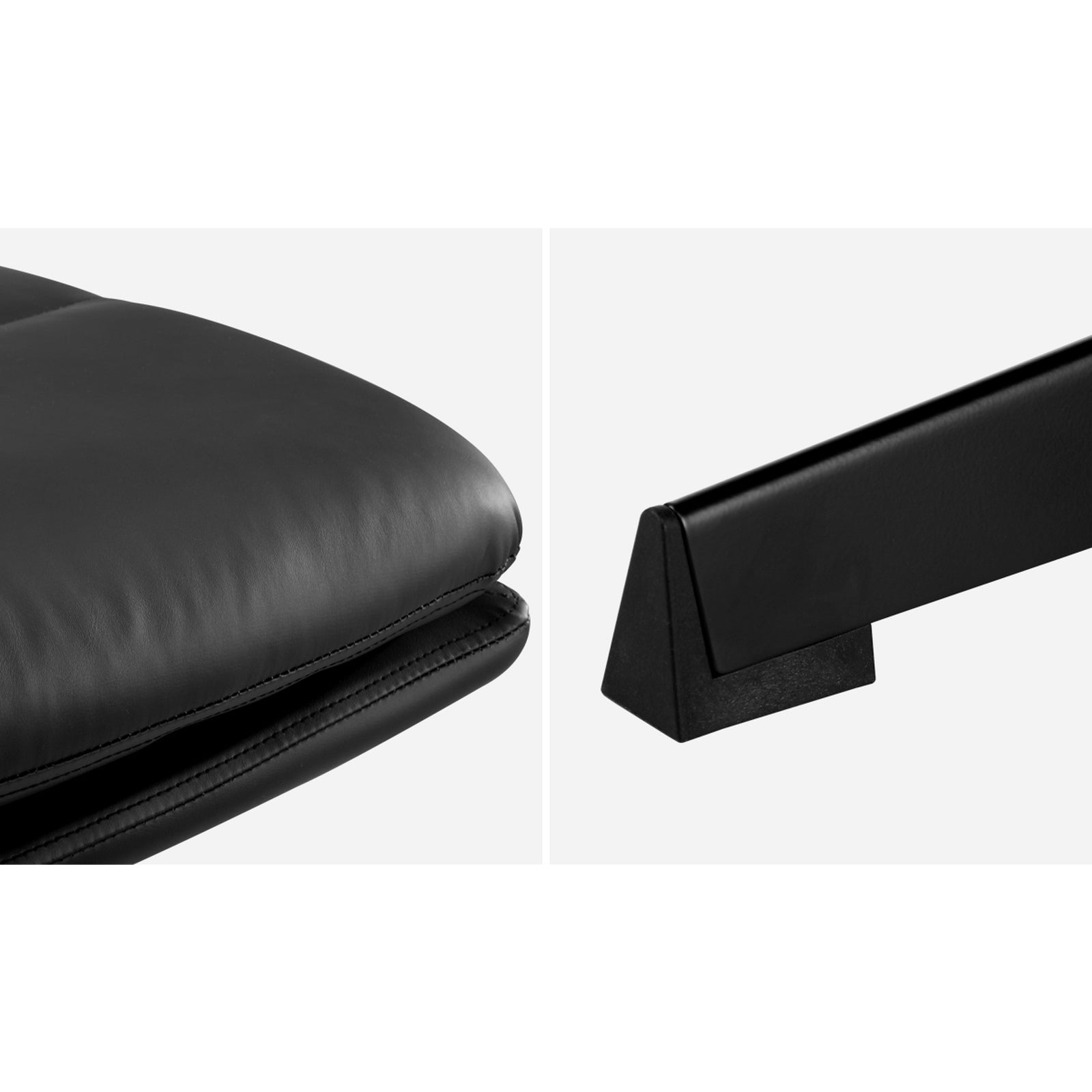 Oikiture Mid Back Armless Office Desk Chair Wide Seat No Wheels Leather Black - Sunyee