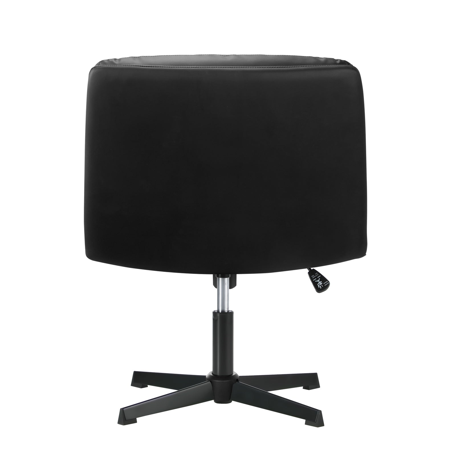 Oikiture Mid Back Armless Office Desk Chair Wide Seat No Wheels Leather Black - Sunyee