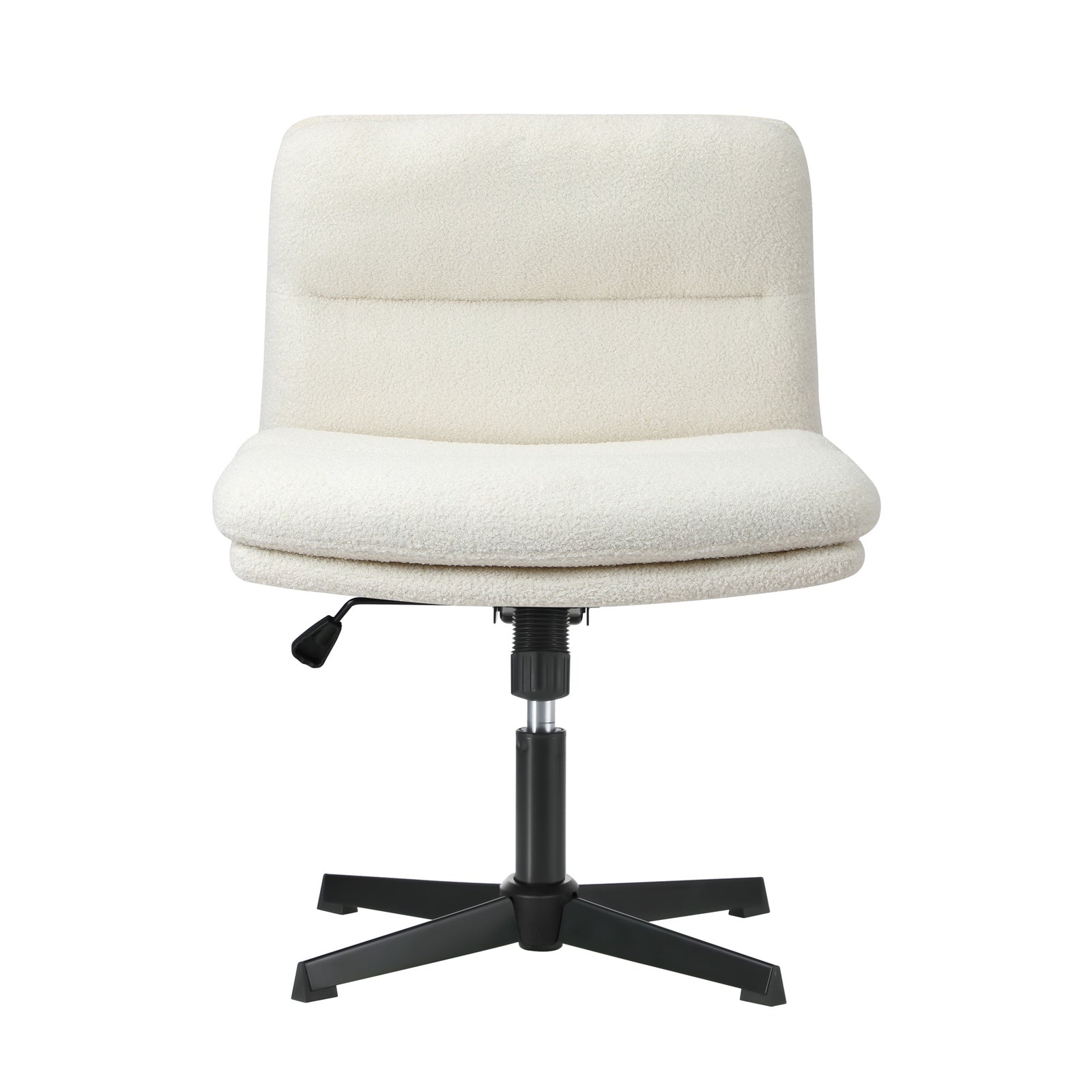 Oikiture Mid Back Armless Office Desk Chair Wide Seat No Wheels Boucle White - Sunyee