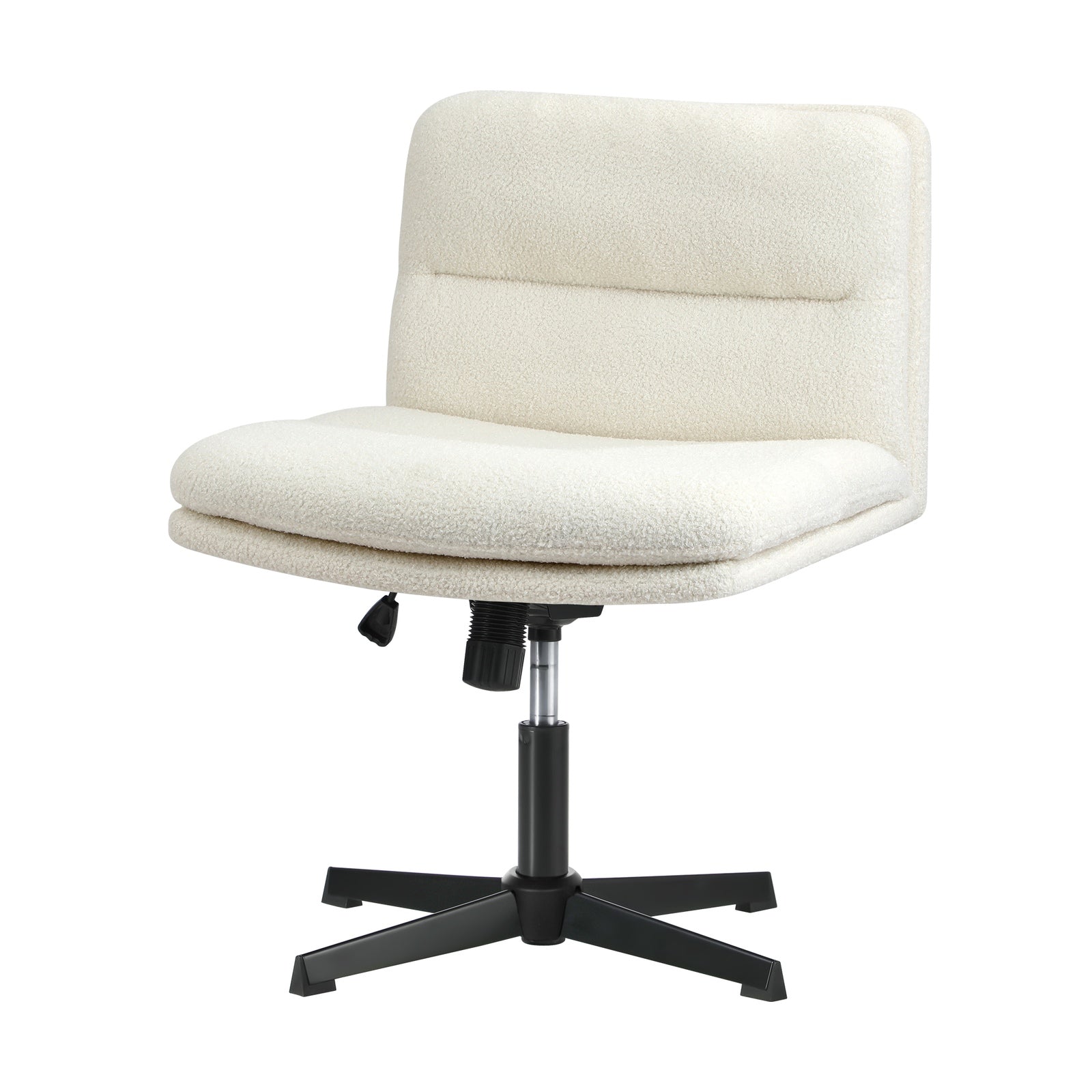 Oikiture Mid Back Armless Office Desk Chair Wide Seat No Wheels Boucle White - Sunyee