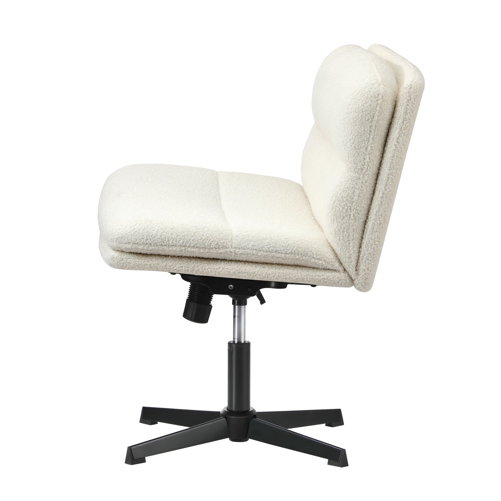 Oikiture Mid Back Armless Office Desk Chair Wide Seat No Wheels Boucle White - Sunyee