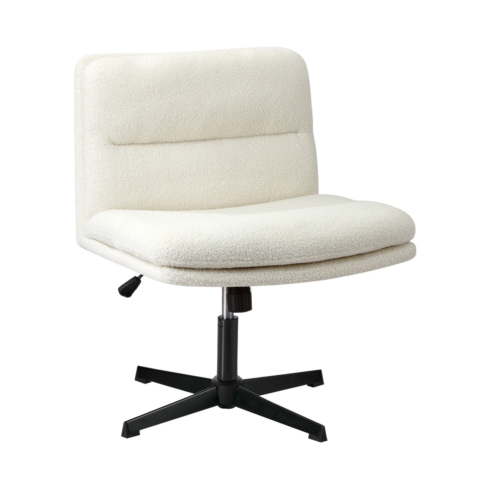 Oikiture Mid Back Armless Office Desk Chair Wide Seat No Wheels Boucle White - Sunyee