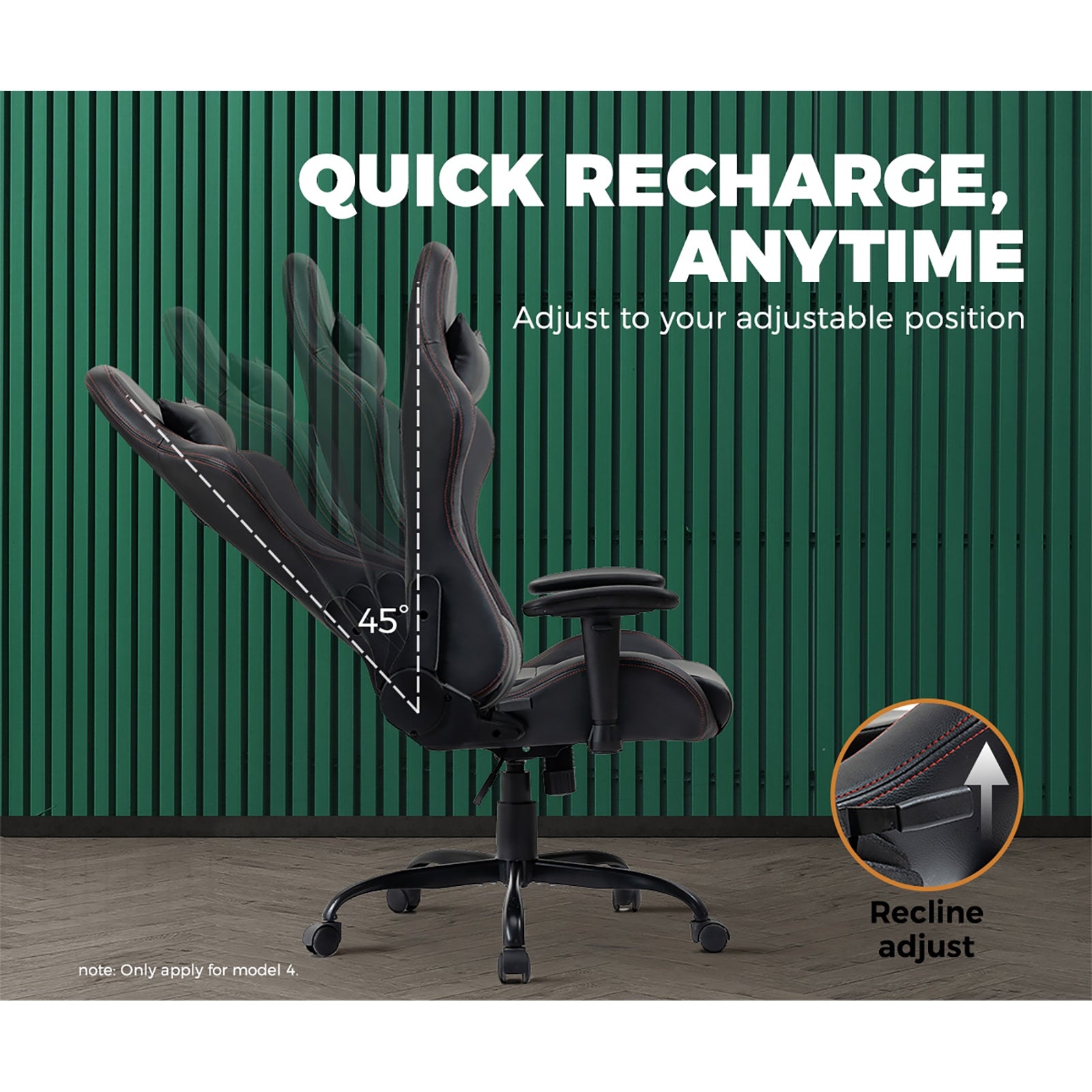 Oikiture Office Chair Gaming Computer Executive Chairs Racing Seat Recliner - Sunyee