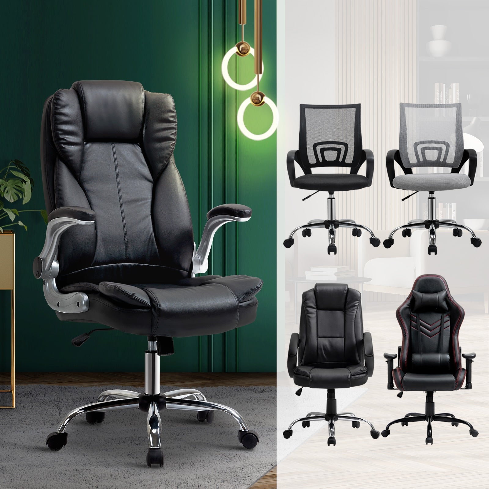 Oikiture Office Chair Gaming Computer Executive Chairs Racing Seat Recliner - Sunyee