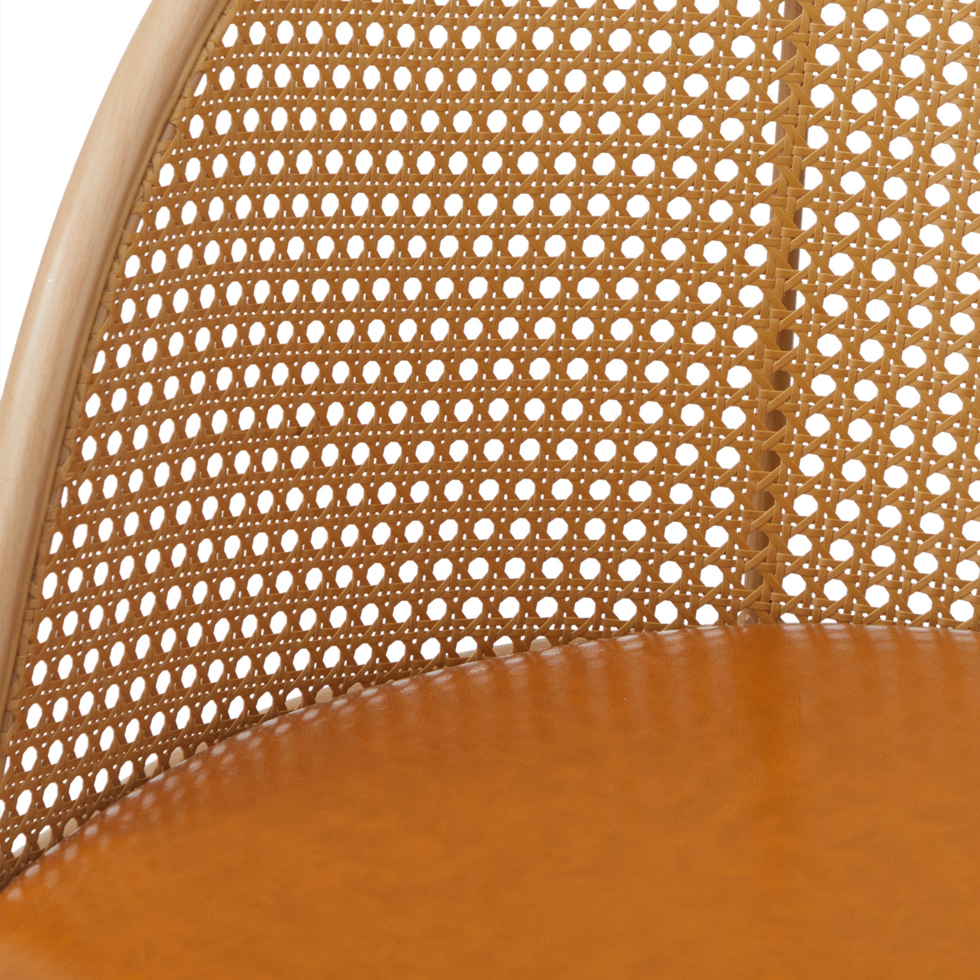 Oikiture Rattan Office Chair Executive Computer Chairs PU Leather Seat Brown - Sunyee