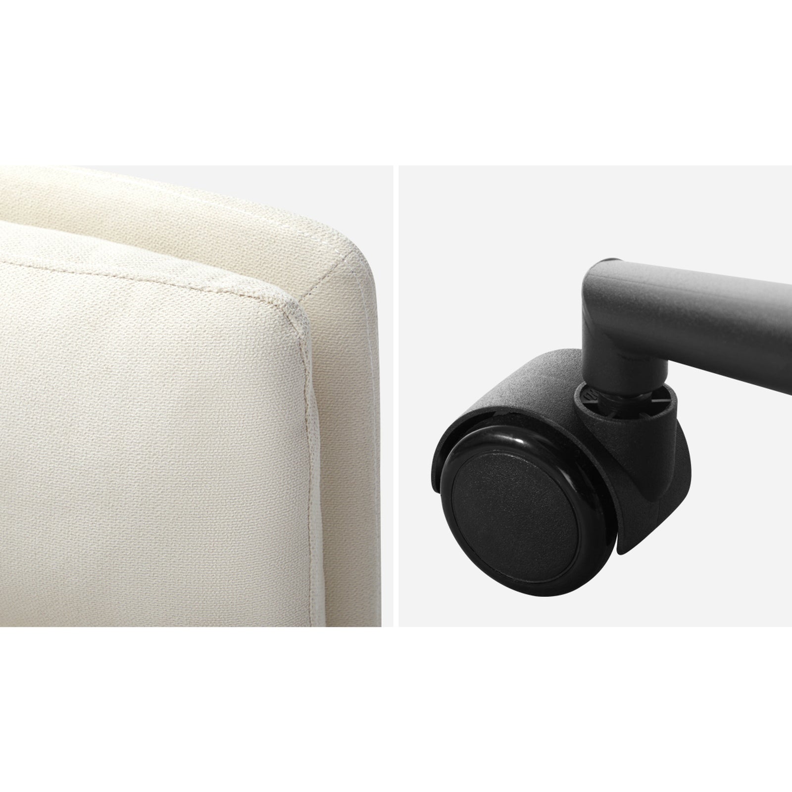 Oikiture Mid Back Armless Office Desk Chair Wide Seat Linen Beige with Wheels - Sunyee