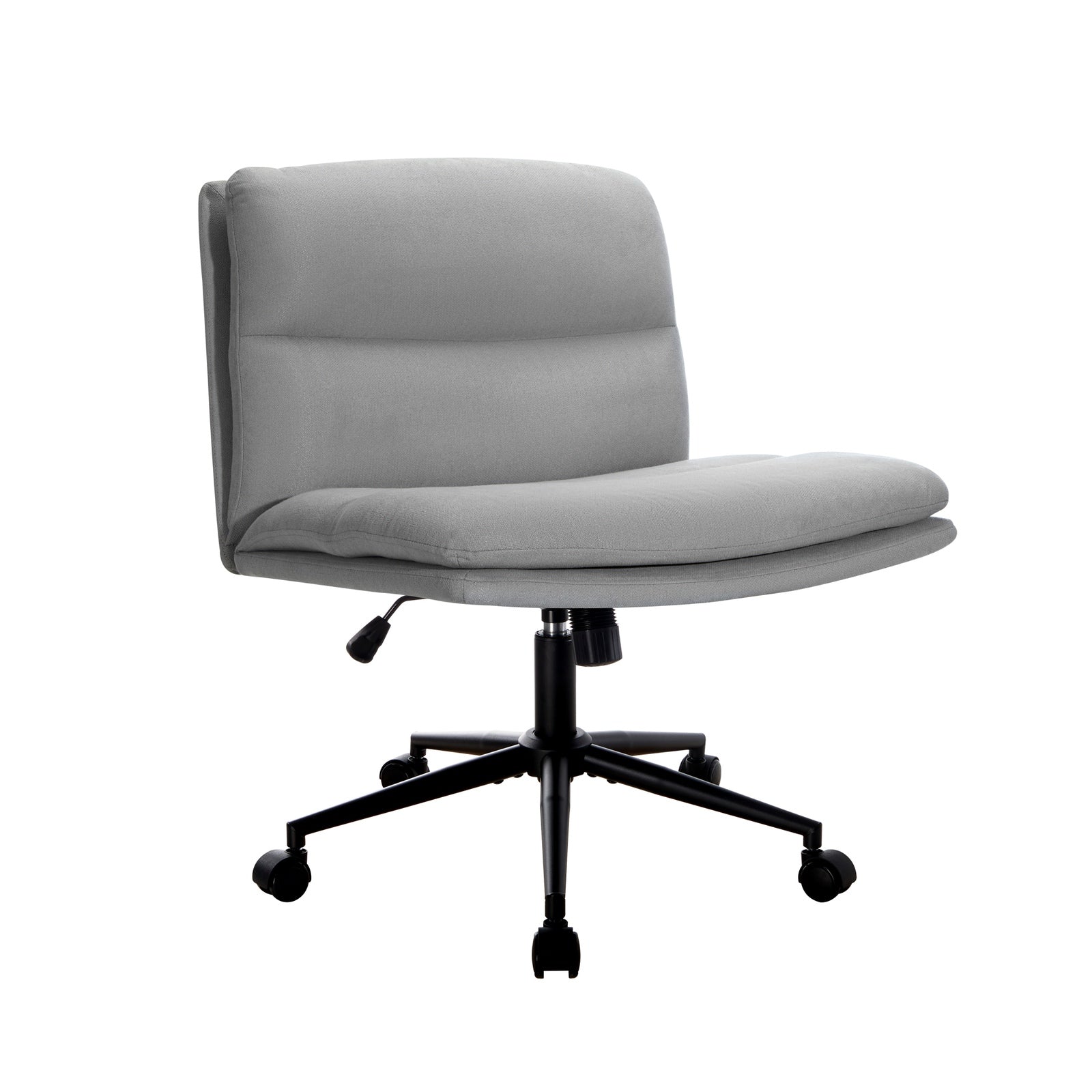 Oikiture Mid Back Armless Office Desk Chair Wide Seat Linen Grey with Wheels - Sunyee