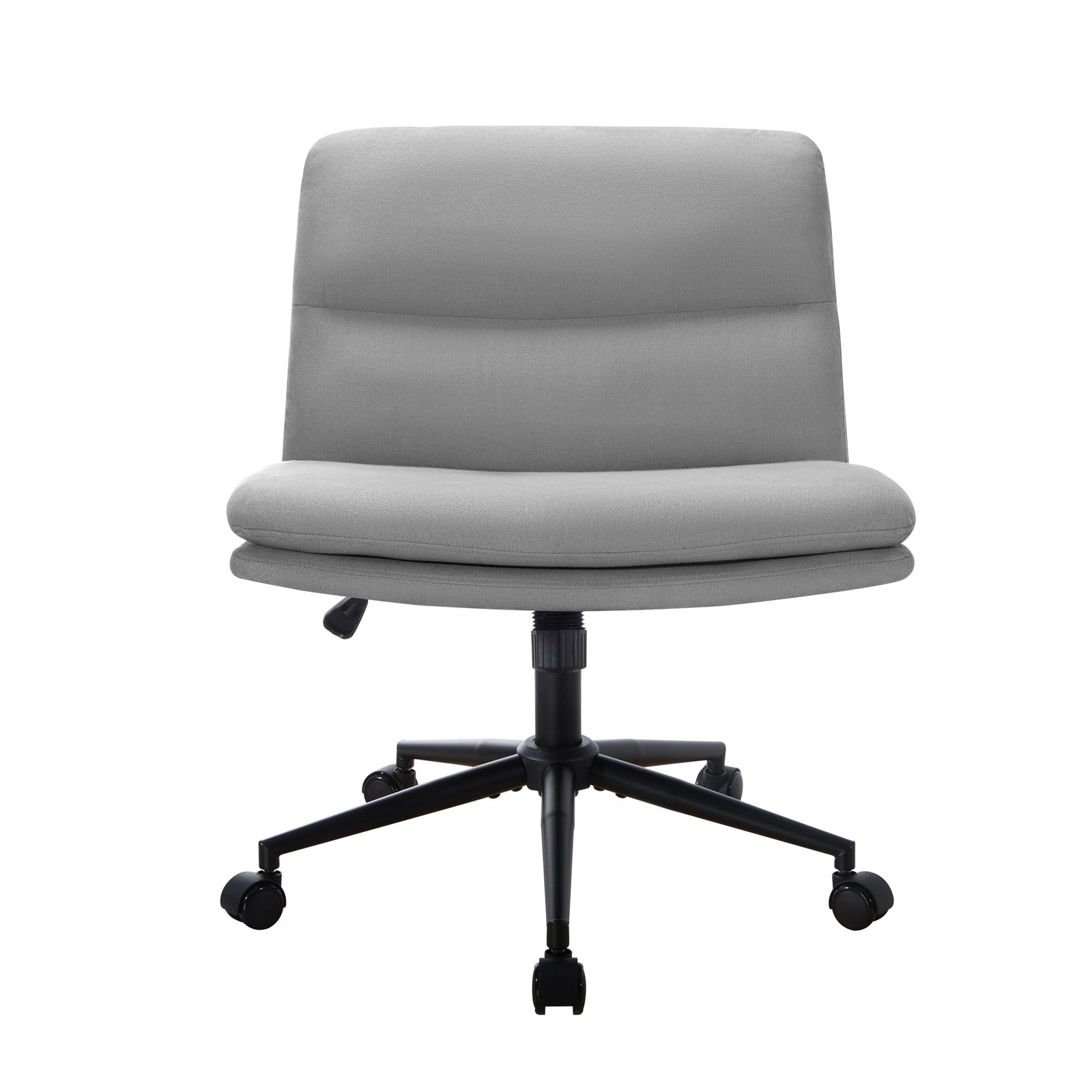 Oikiture Mid Back Armless Office Desk Chair Wide Seat Linen Grey with Wheels - Sunyee