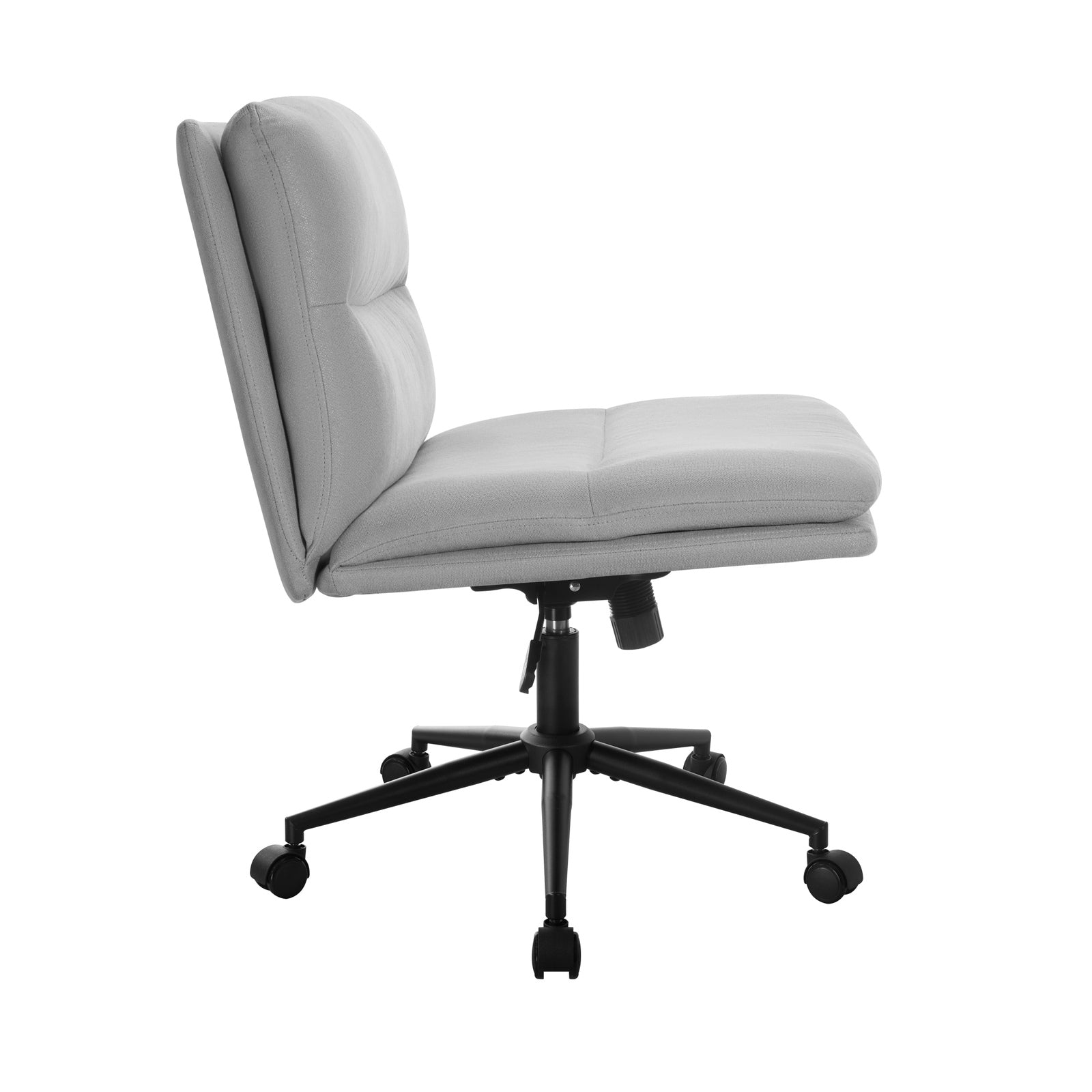 Oikiture Mid Back Armless Office Desk Chair Wide Seat Linen Grey with Wheels - Sunyee