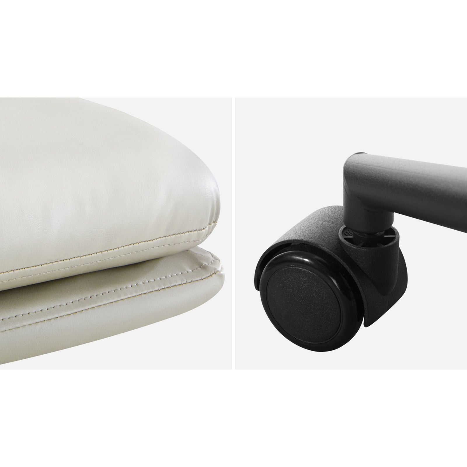 Oikiture Mid Back Armless Office Desk Chair Wide Seat Leather Beige with Wheels - Sunyee