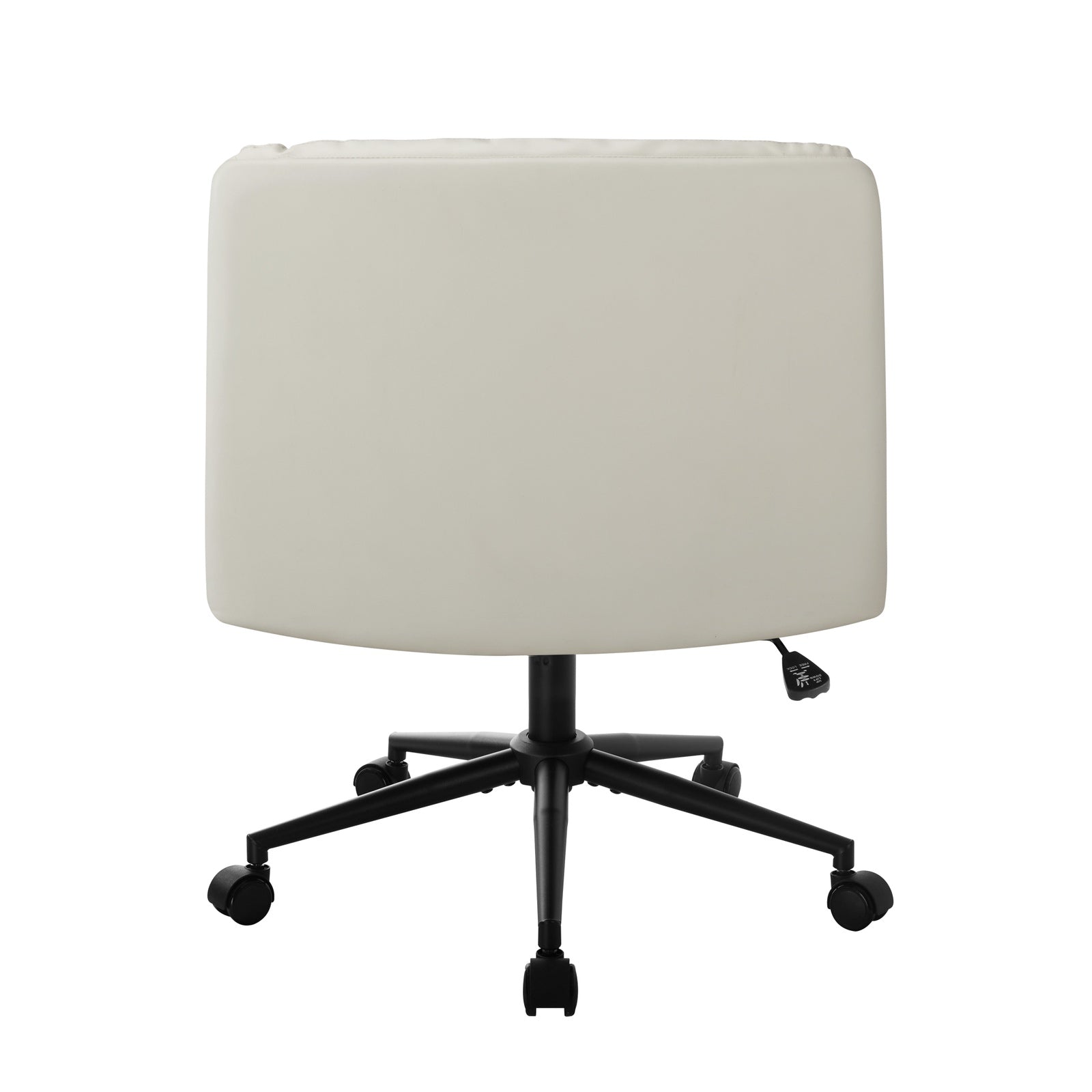 Oikiture Mid Back Armless Office Desk Chair Wide Seat Leather Beige with Wheels - Sunyee