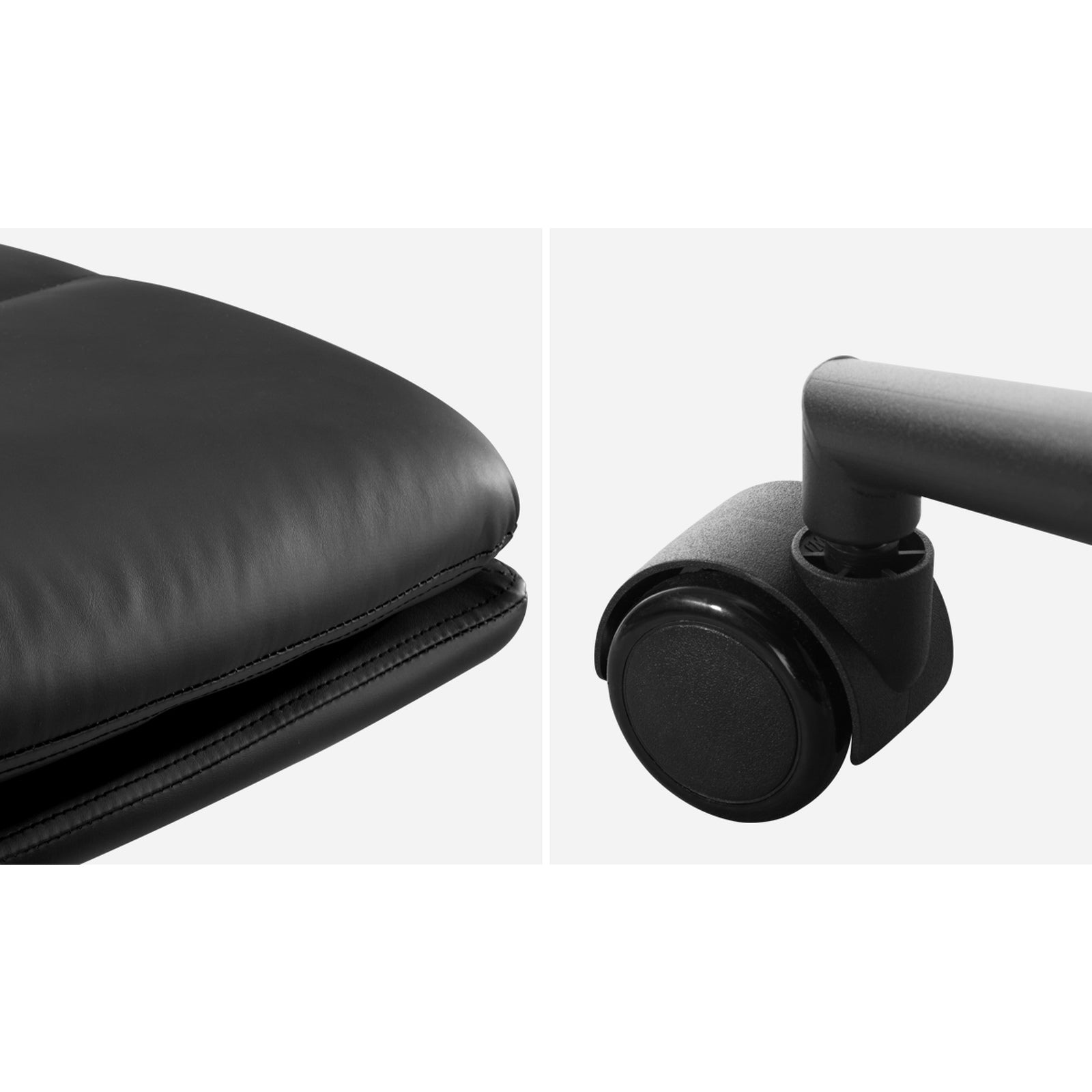 Oikiture Mid Back Armless Office Desk Chair Wide Seat Leather Black with Wheels - Sunyee