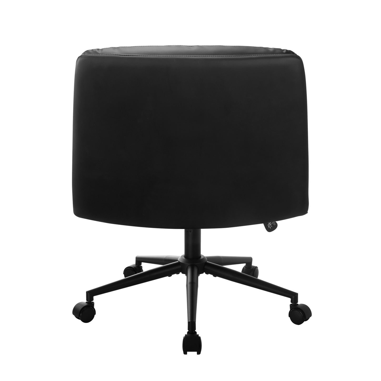 Oikiture Mid Back Armless Office Desk Chair Wide Seat Leather Black with Wheels - Sunyee