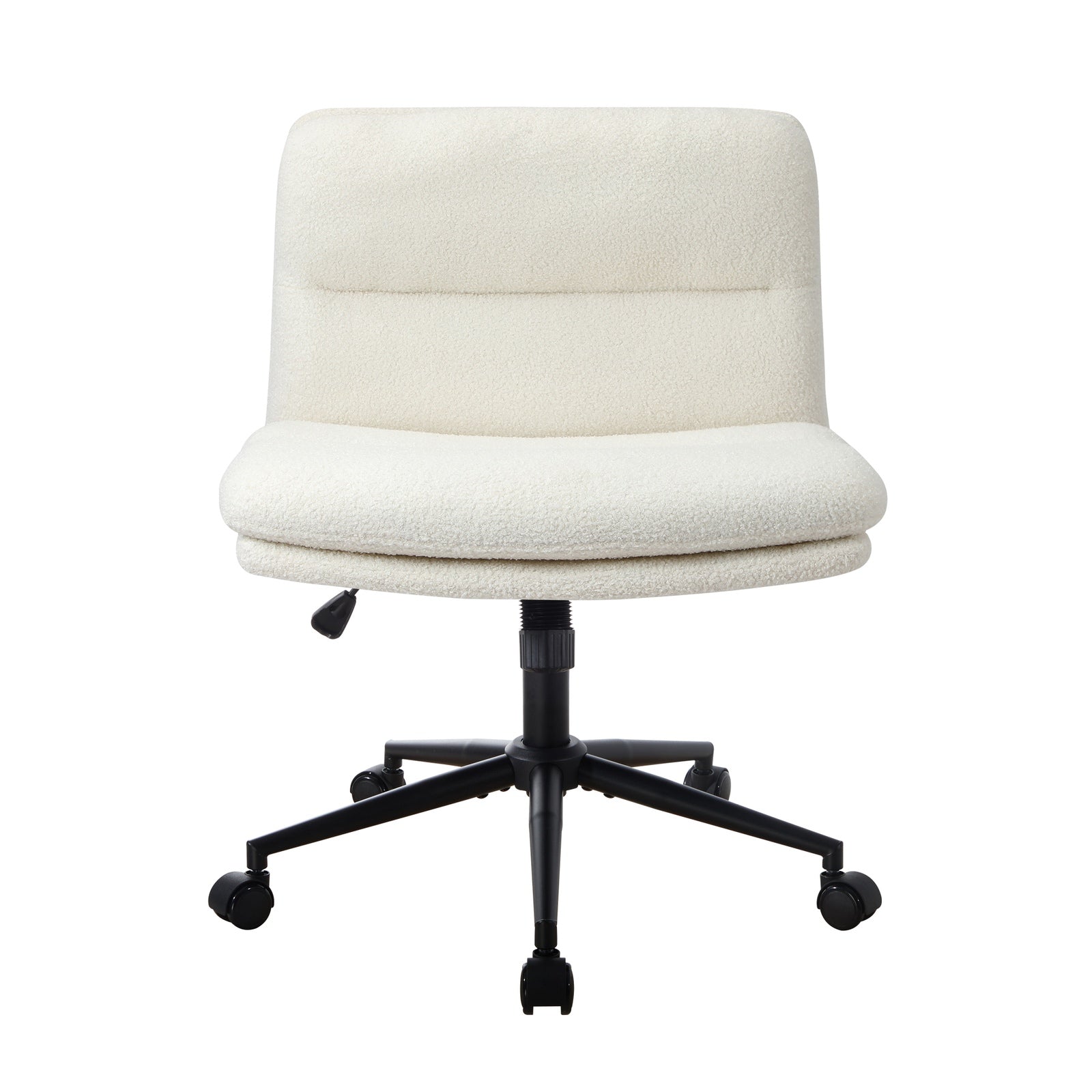 Oikiture Mid Back Armless Office Desk Chair Wide Seat Boucle White with Wheels - Sunyee