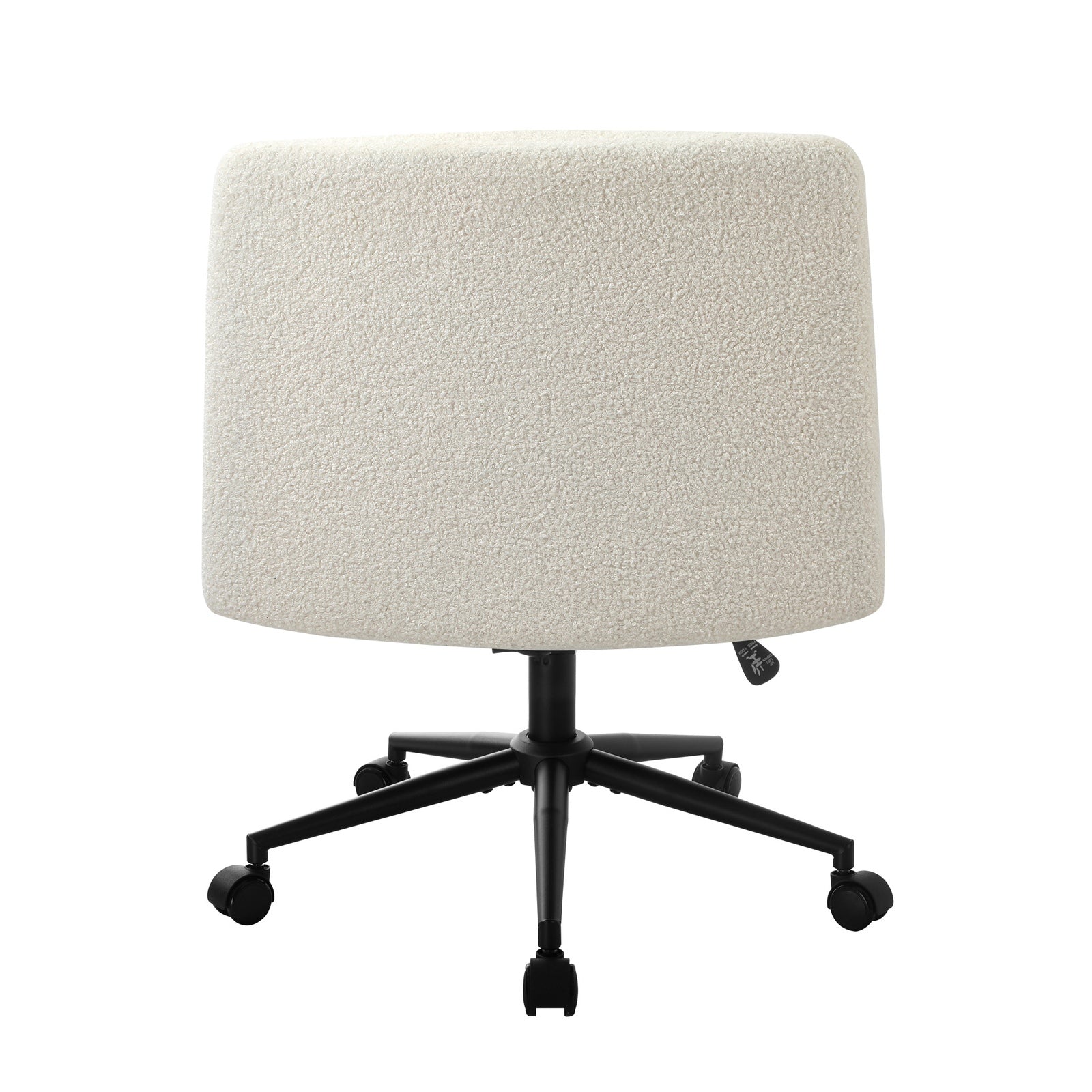 Oikiture Mid Back Armless Office Desk Chair Wide Seat Boucle White with Wheels - Sunyee