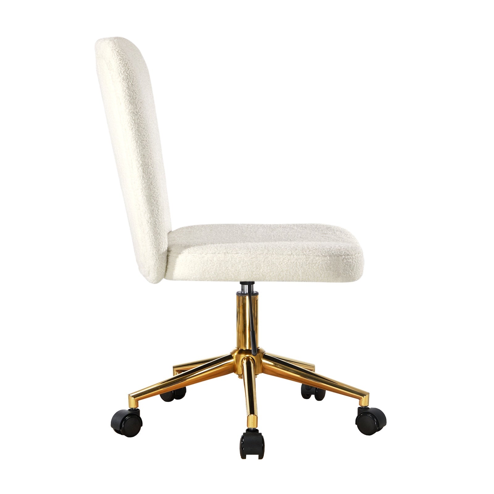 Oikiture High Back Armless Home Office Chair Boucle White&Gold - Sunyee