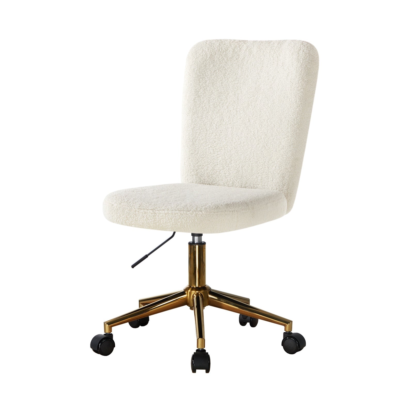 Oikiture High Back Armless Home Office Chair Boucle White&Gold - Sunyee