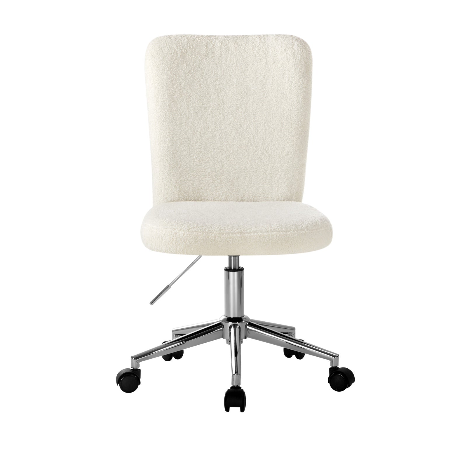 Oikiture High Back Armless Home Office Chair Boucle White&Silver - Sunyee
